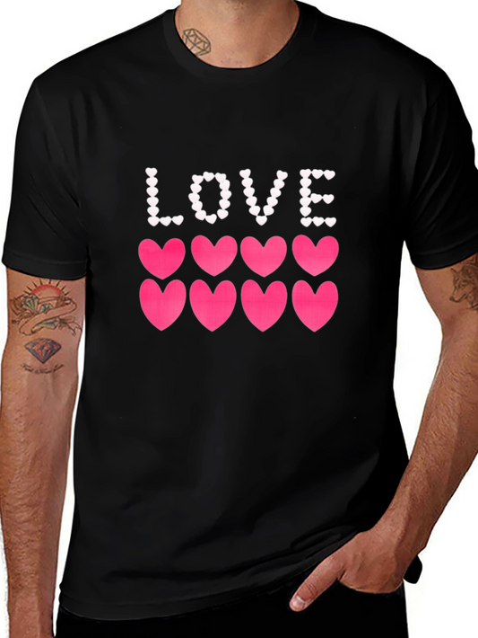 Love Hearts Graphic Tee - Stylish Mens Black T-Shirt