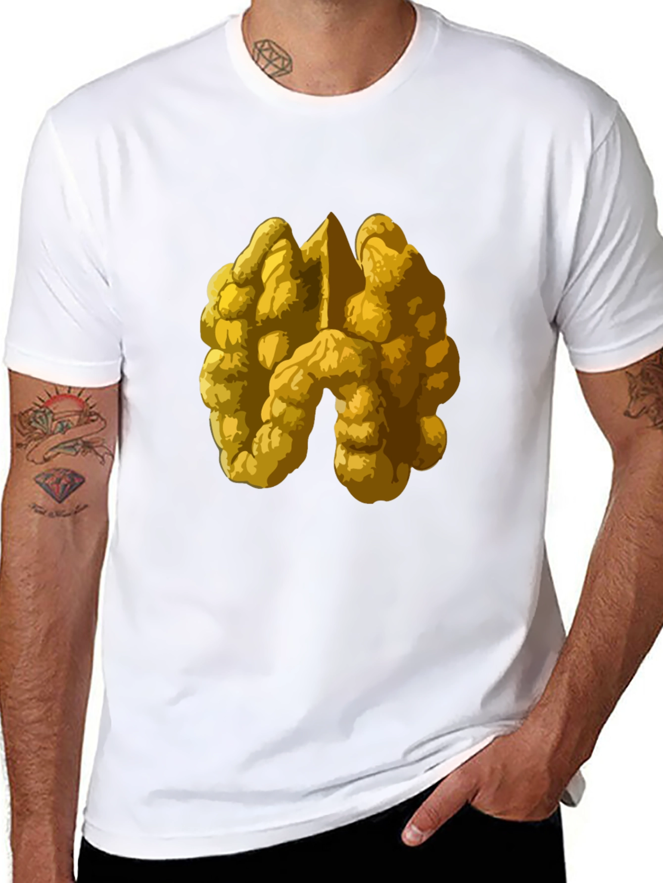 Walnut Graphic Tee - Nutty Design on Black Shirt