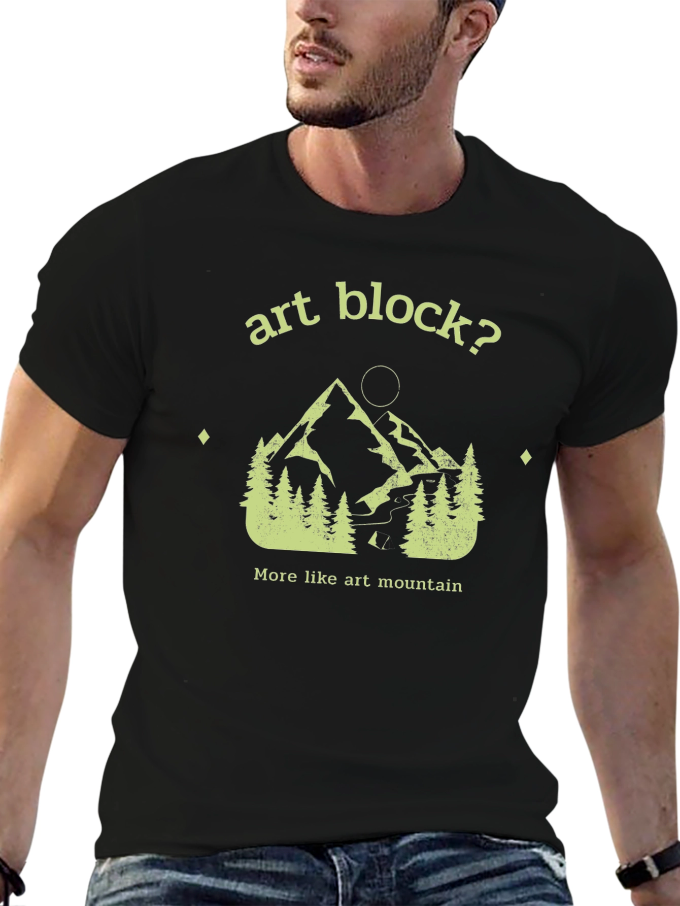 Art Block Mountain T-Shirt Funny Creative Design Tee