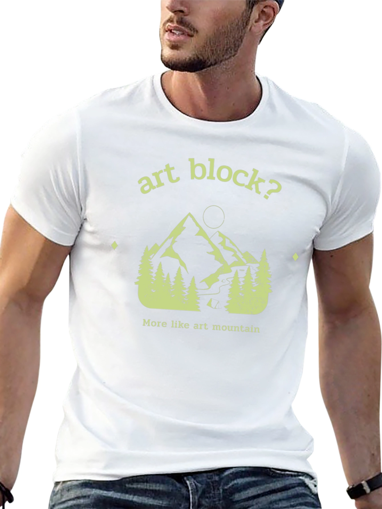 Art Block Mountain T-Shirt Funny Creative Design Tee