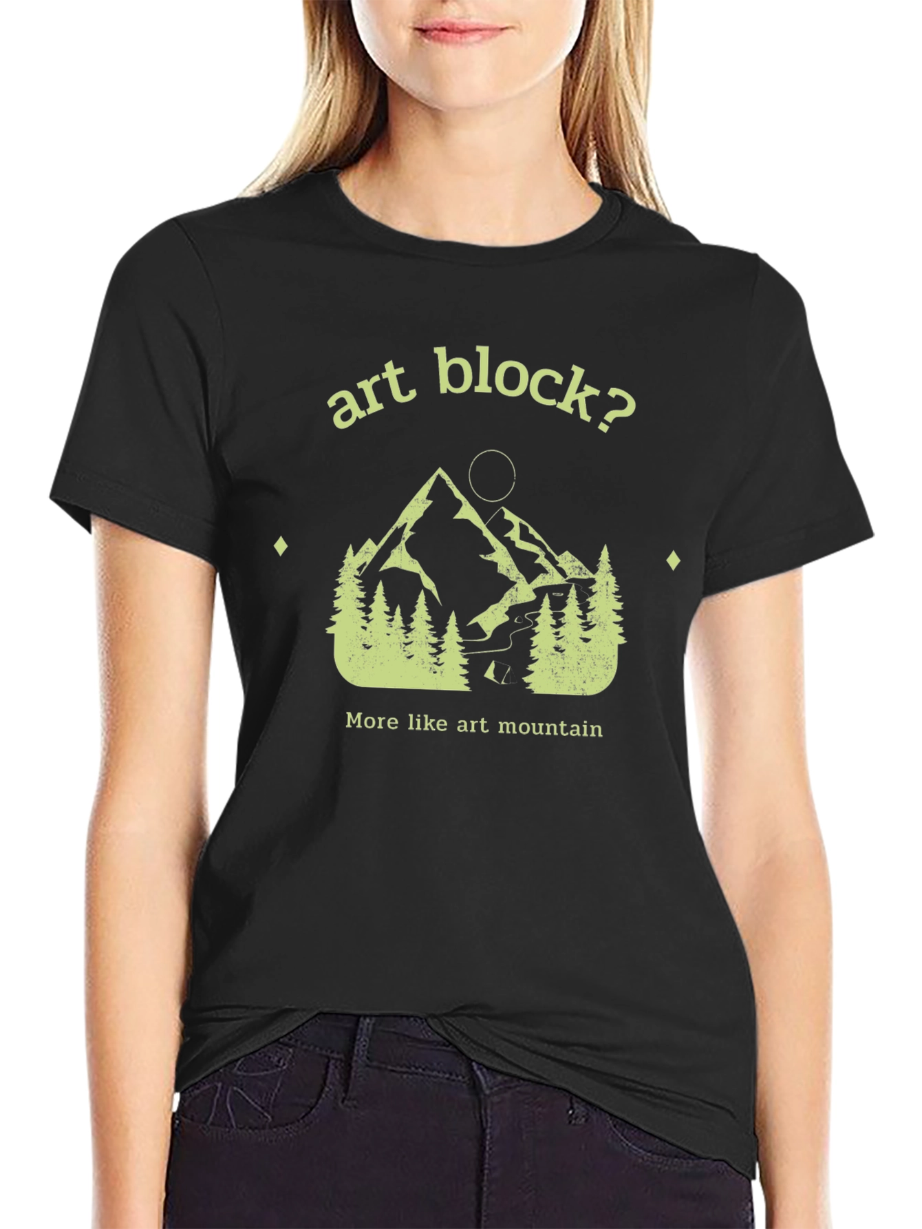 Art Block Mountain T-Shirt Funny Creative Design Tee
