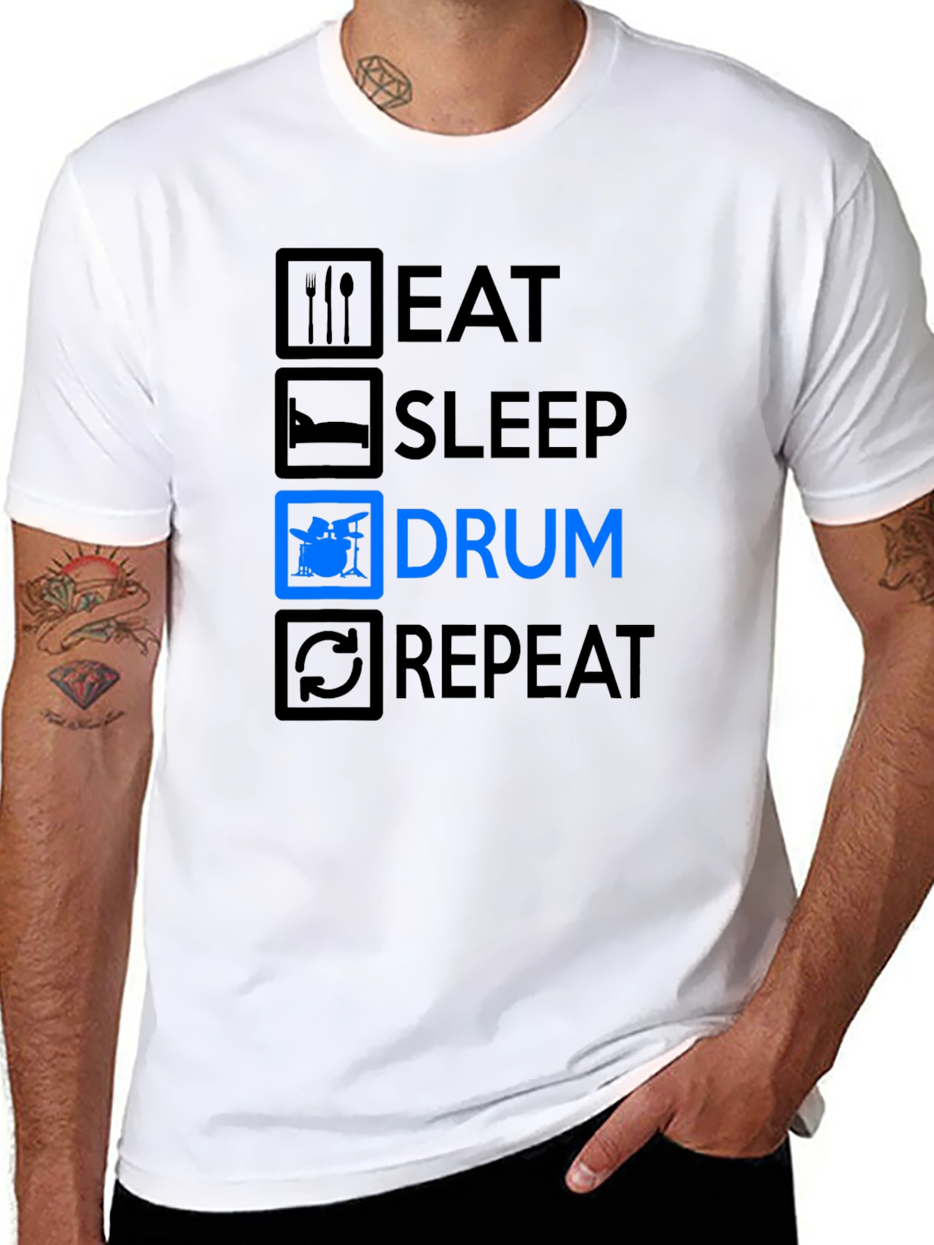Eat Sleep Drum Repeat Black T-Shirt