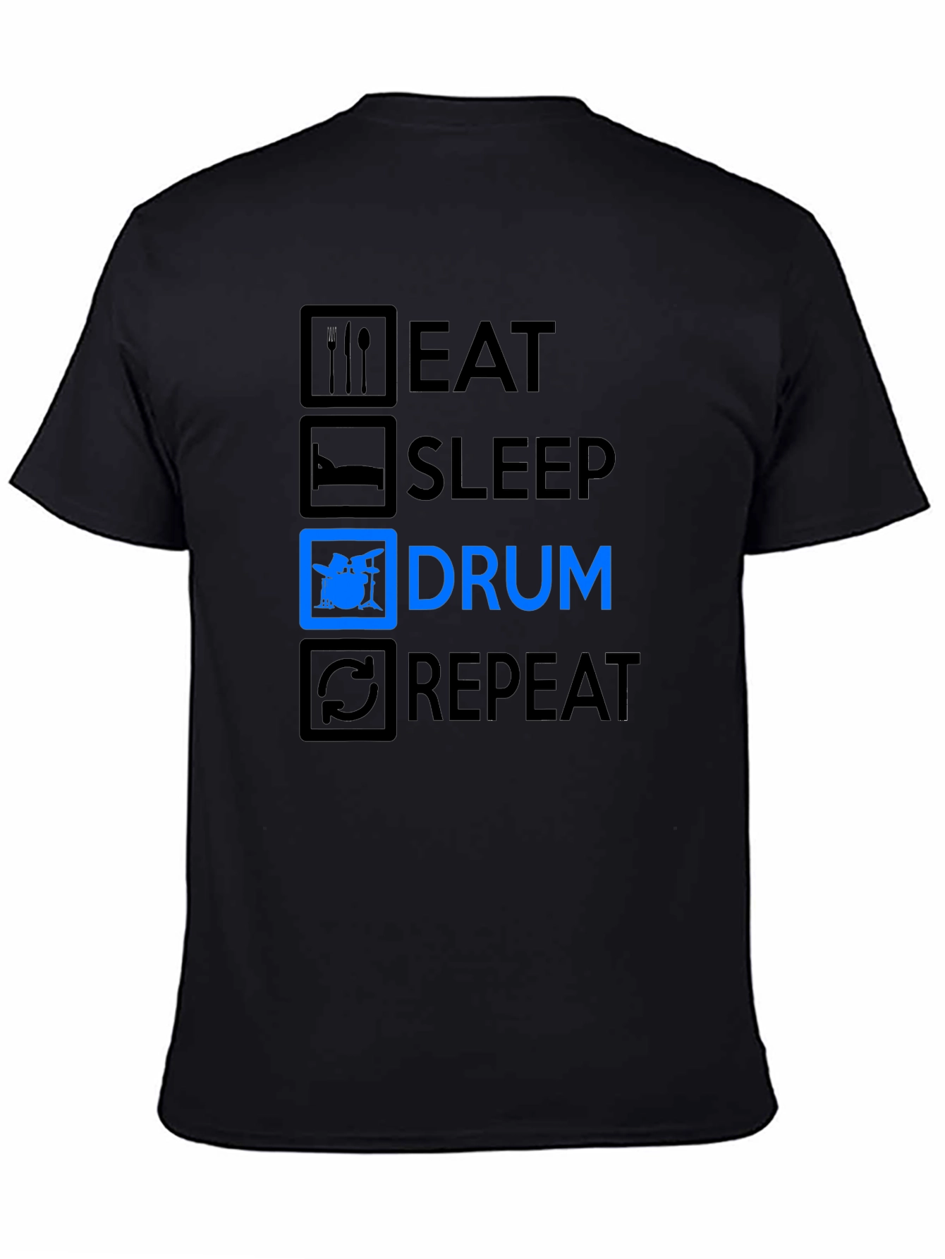 Eat Sleep Drum Repeat Black T-Shirt