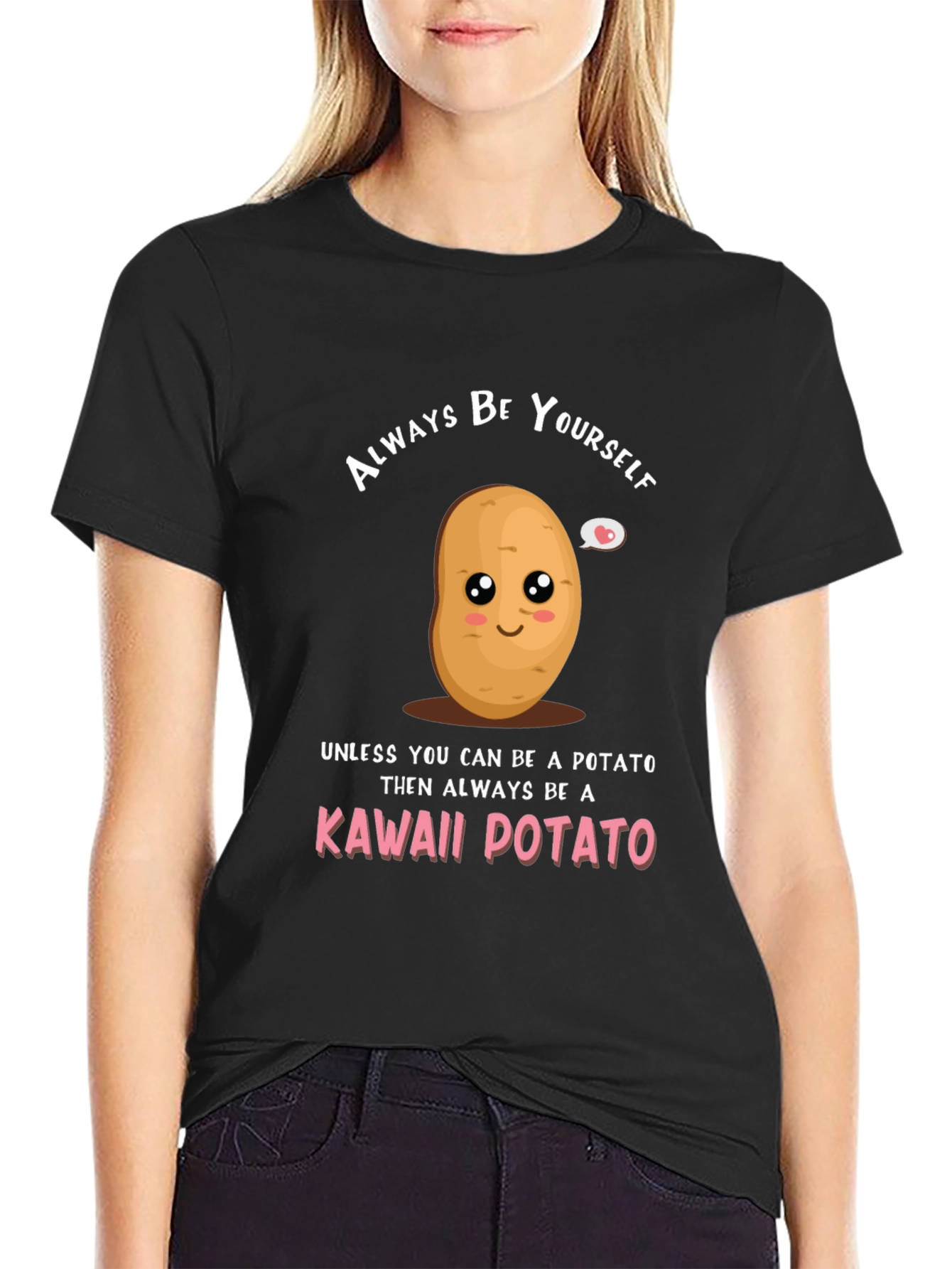 Kawaii Potato Graphic Tee - Funny Novelty T-Shirt