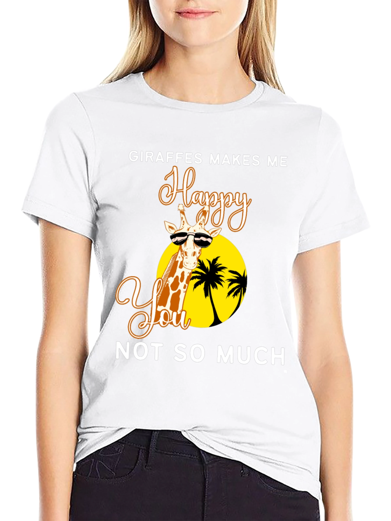 Giraffe Happy Tee - Unisex Novelty Graphic T-Shirt