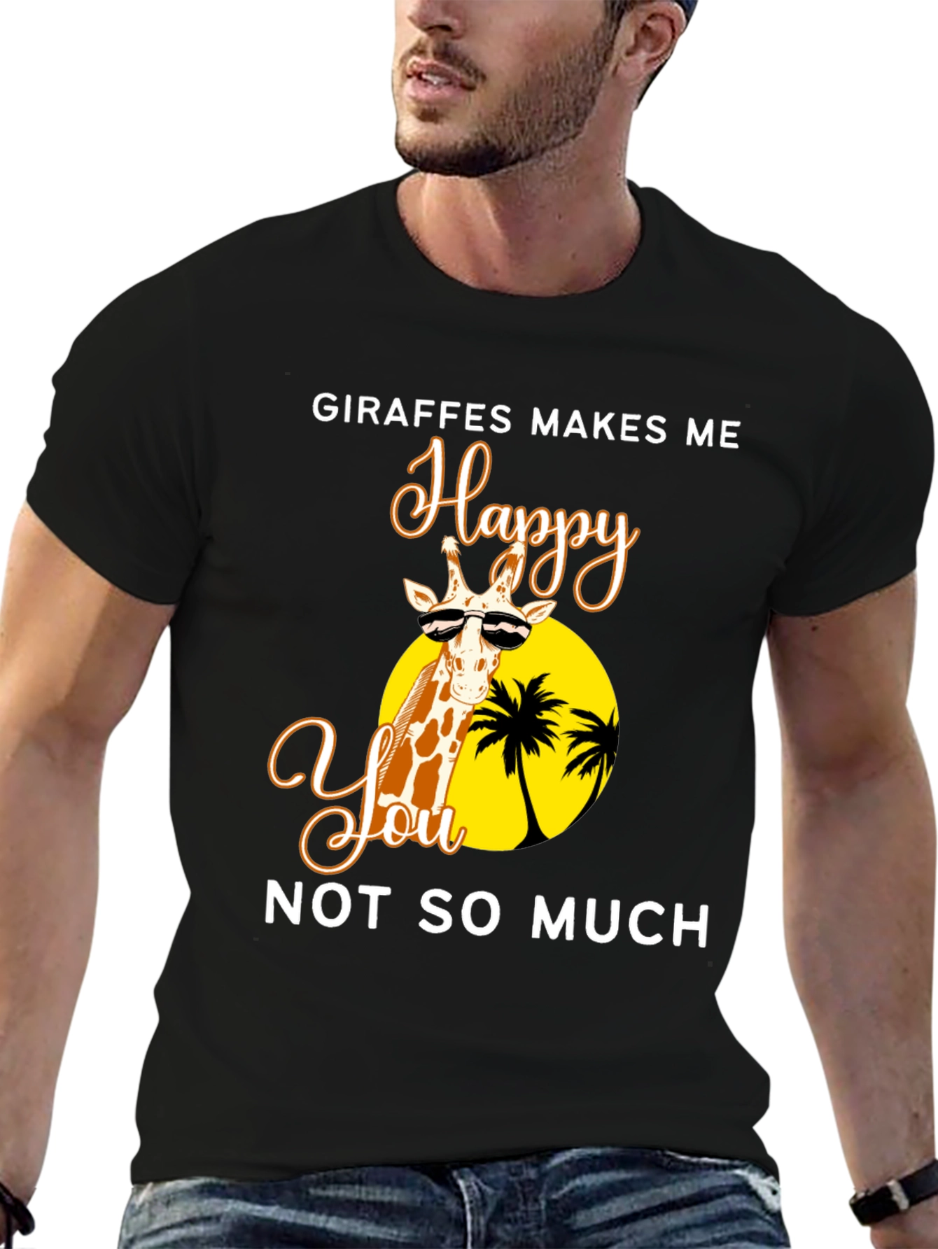 Giraffe Happy Tee - Unisex Novelty Graphic T-Shirt
