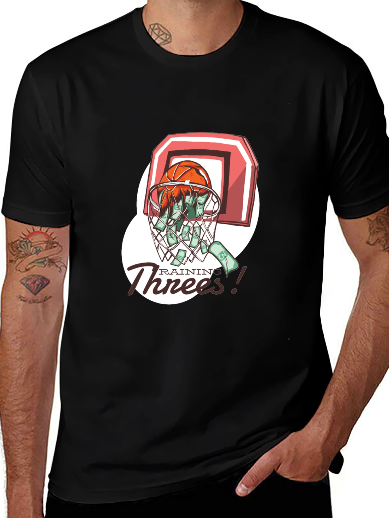 Rainin Threes Basketball Graphic Tee