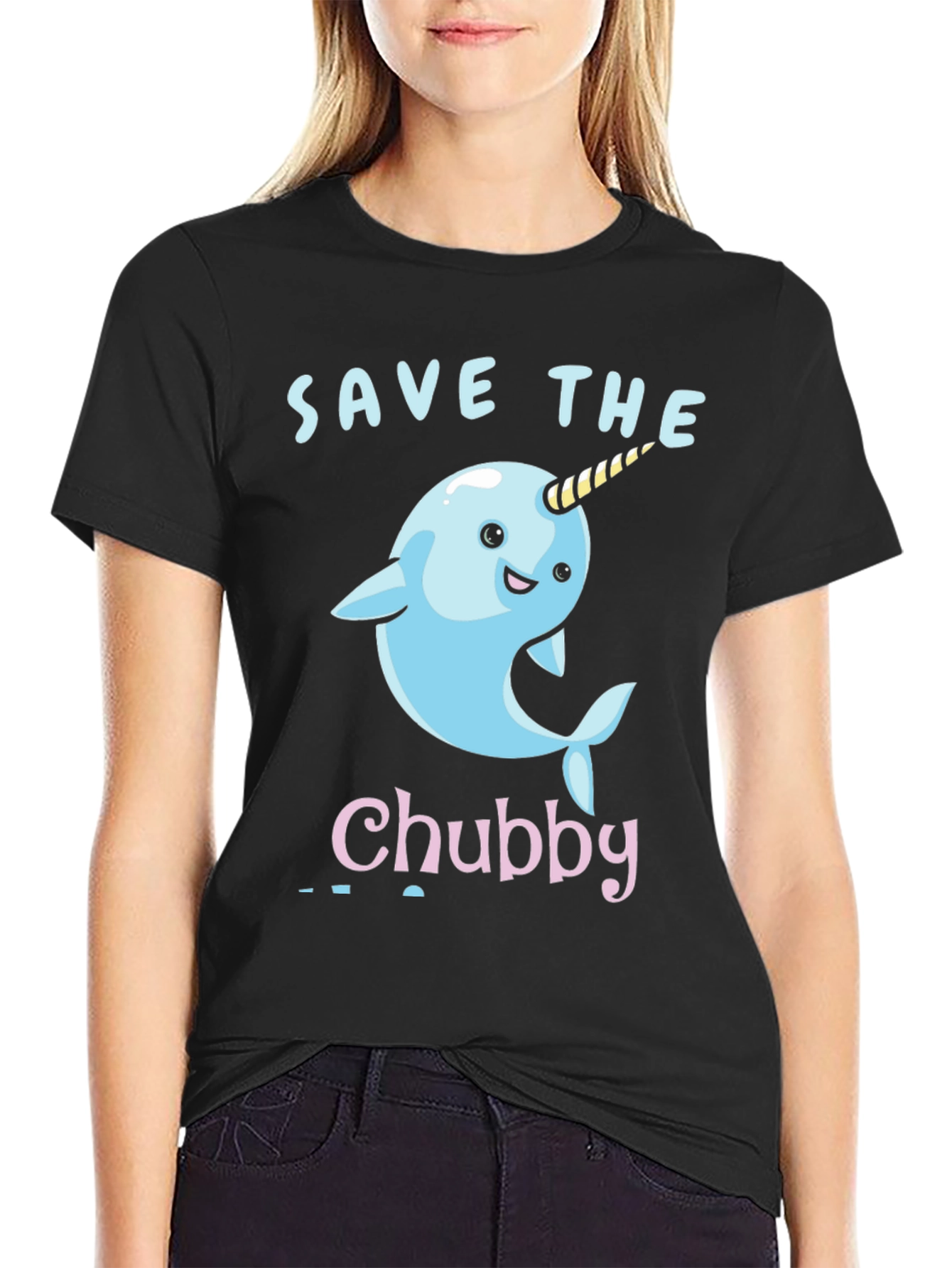 Save the Chubby Narwhal T-Shirt - Cute Cartoon Design