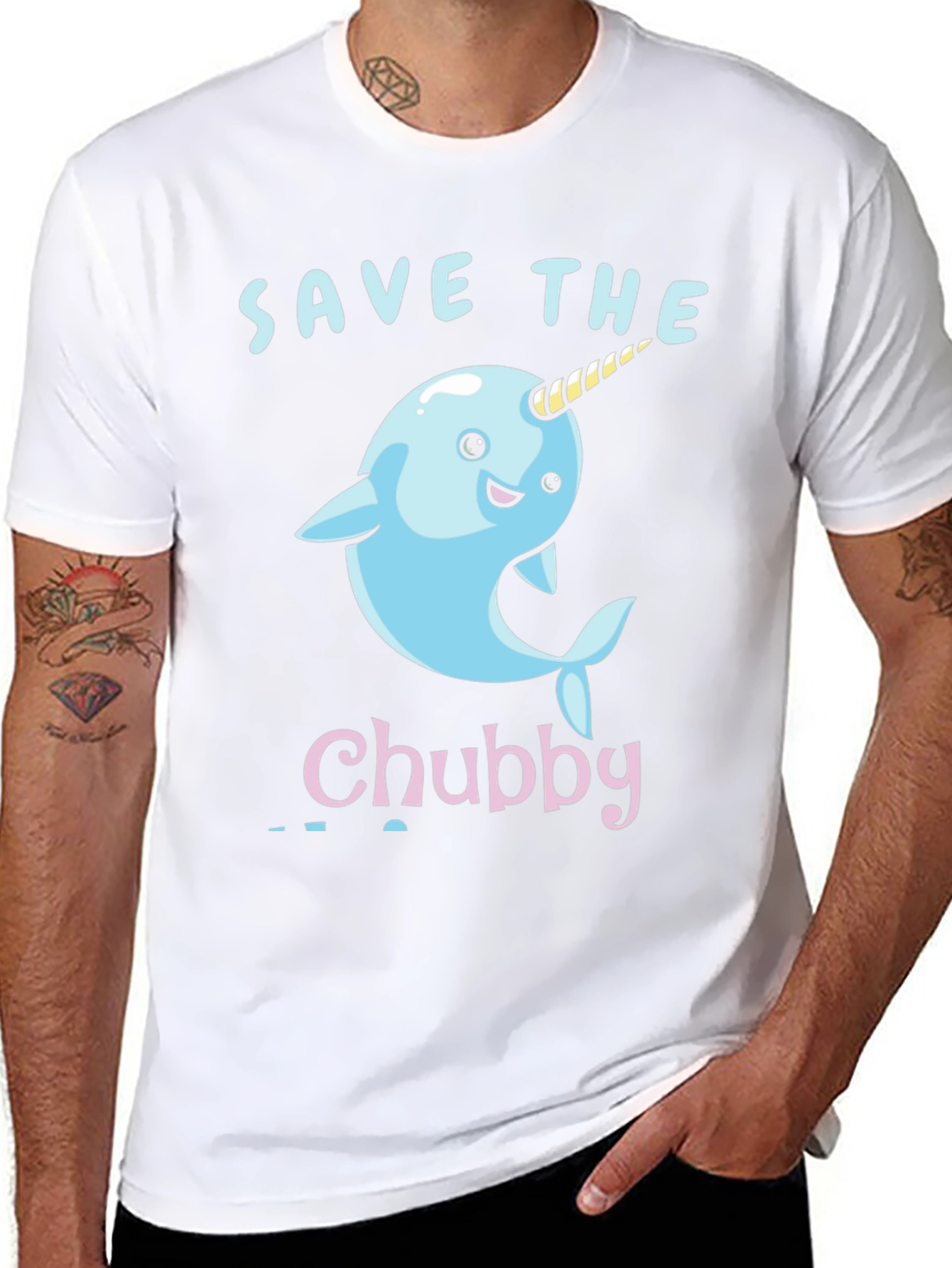 Save the Chubby Narwhal T-Shirt - Cute Cartoon Design