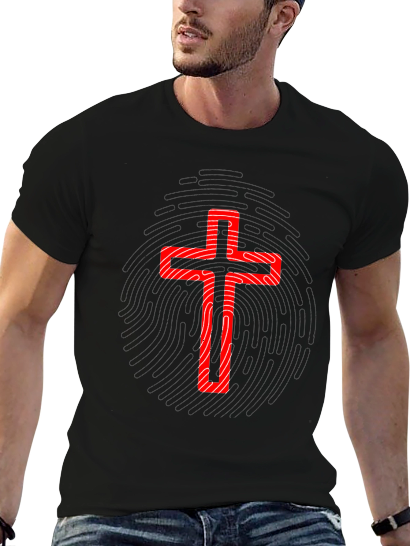 Red Cross Graphic Black T-Shirt