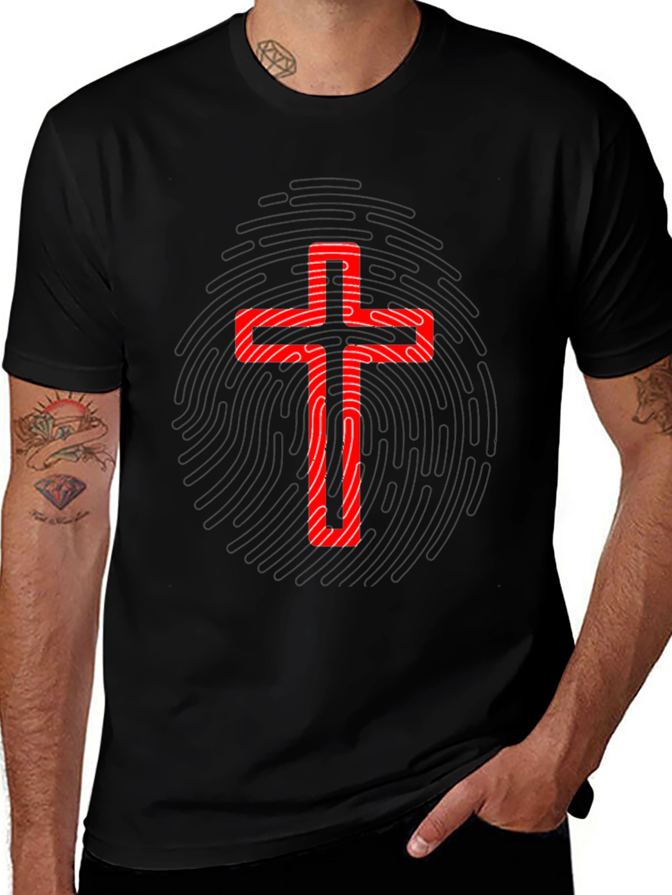 Red Cross Graphic Black T-Shirt