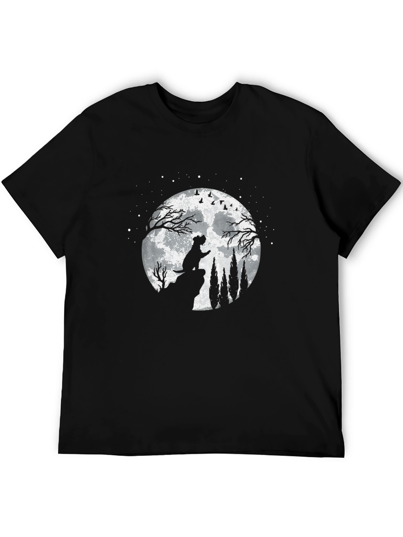 Dog Moon Silhouette Graphic Tee - Black