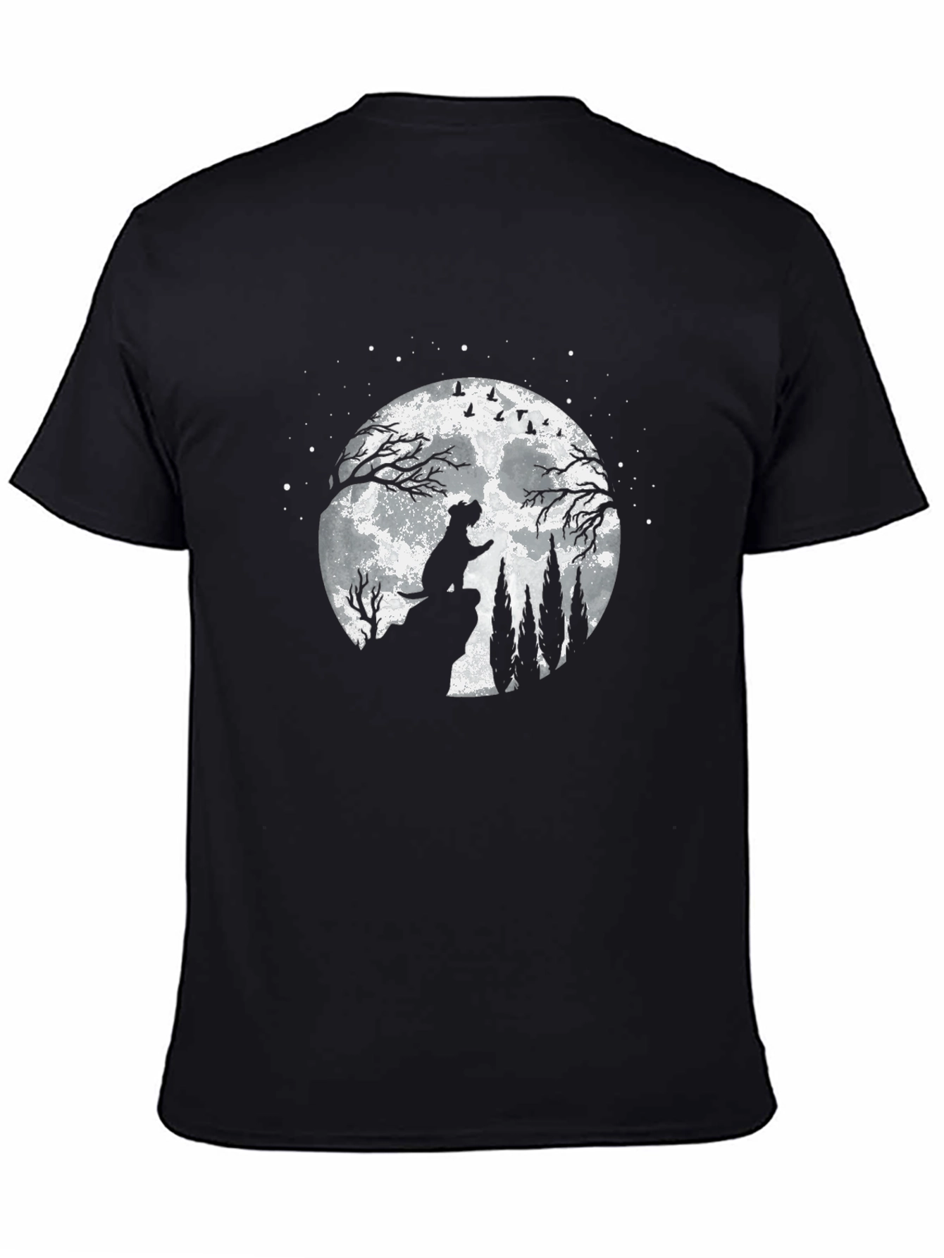 Dog Moon Silhouette Graphic Tee - Black
