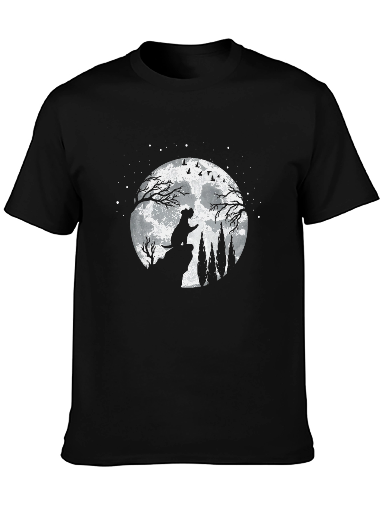 Dog Moon Silhouette Graphic Tee - Black