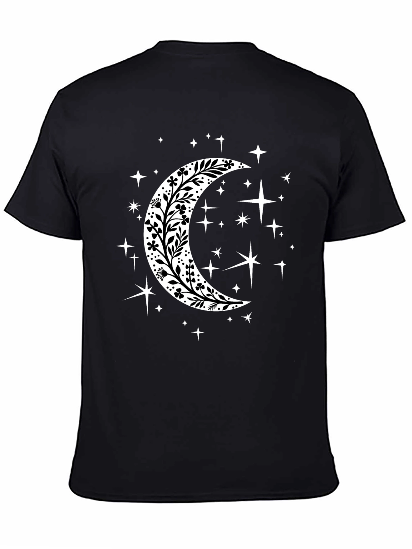 Floral Crescent Moon Starry T-Shirt