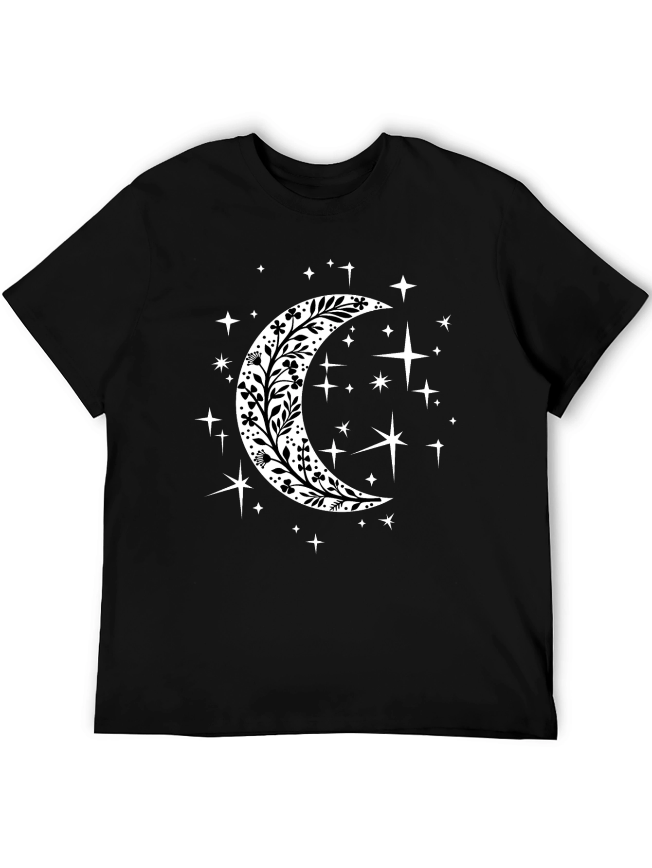 Floral Crescent Moon Starry T-Shirt