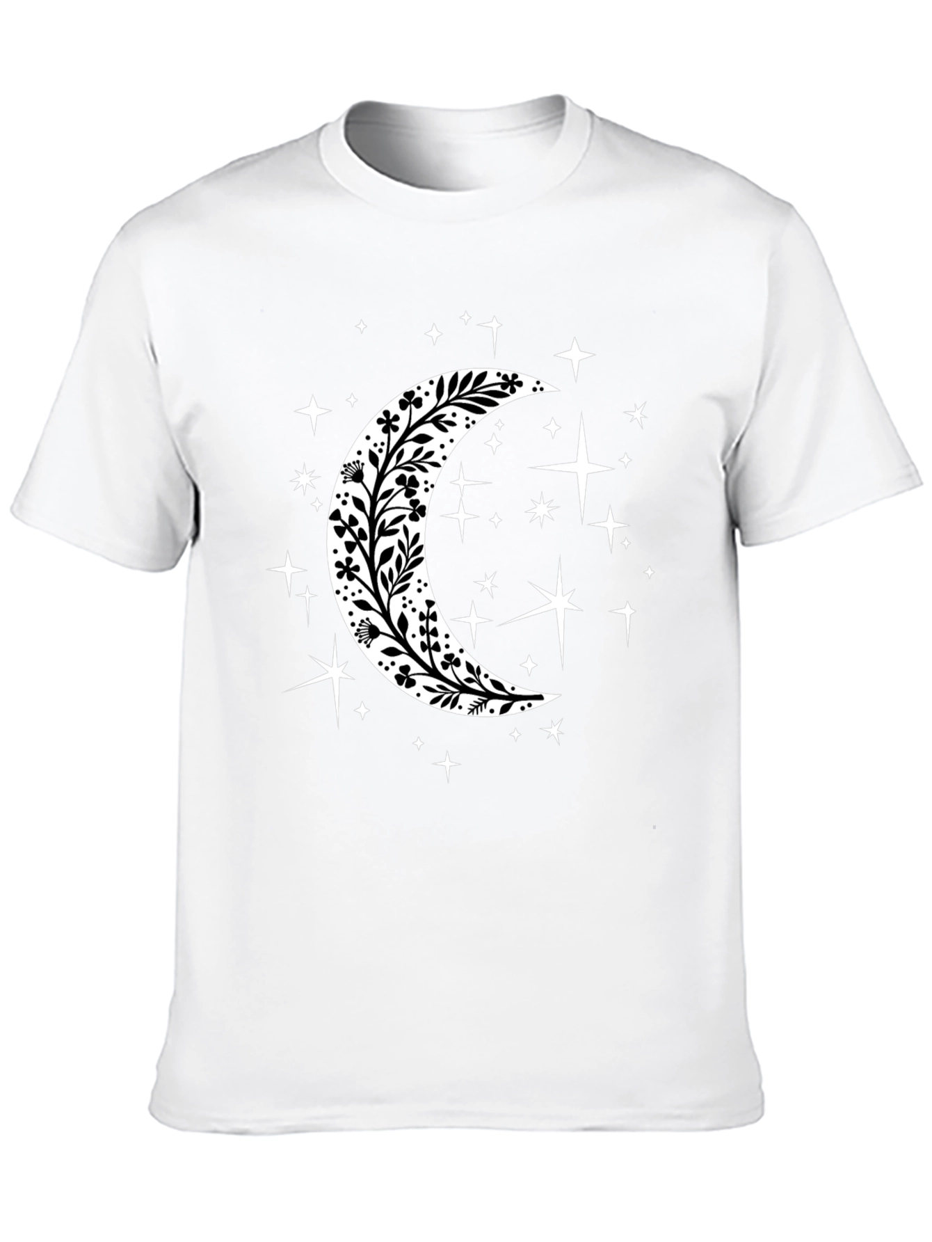 Floral Crescent Moon Starry T-Shirt