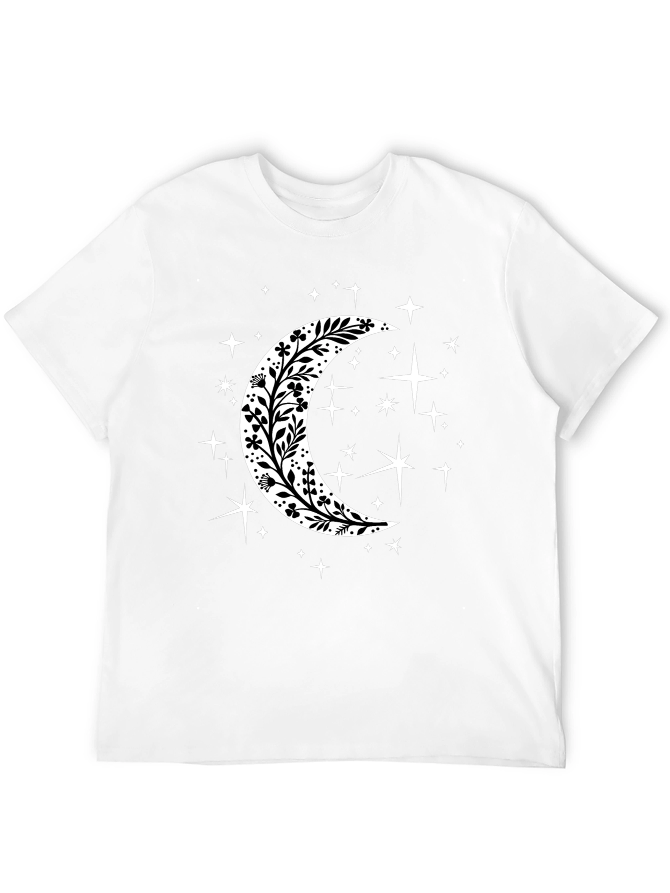 Floral Crescent Moon Starry T-Shirt