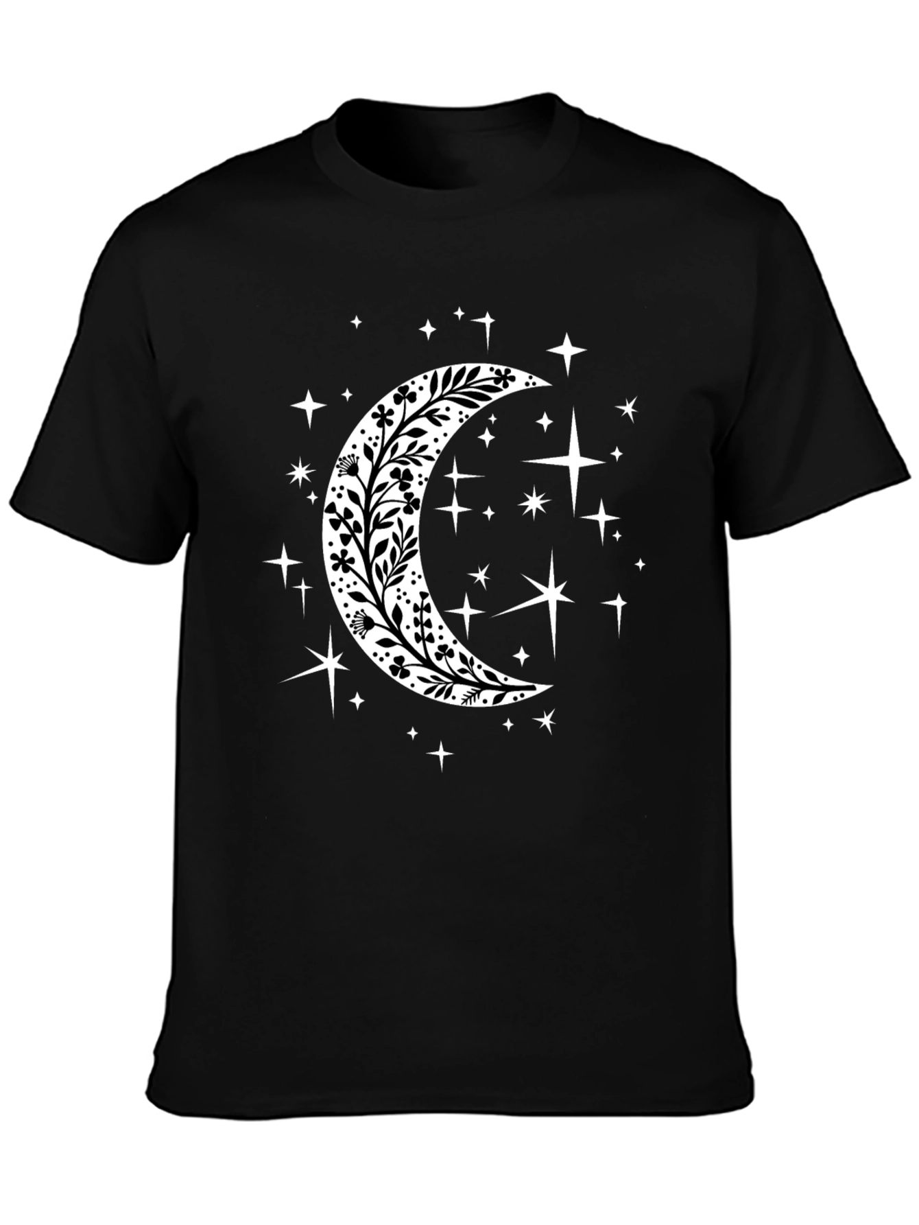 Floral Crescent Moon Starry T-Shirt