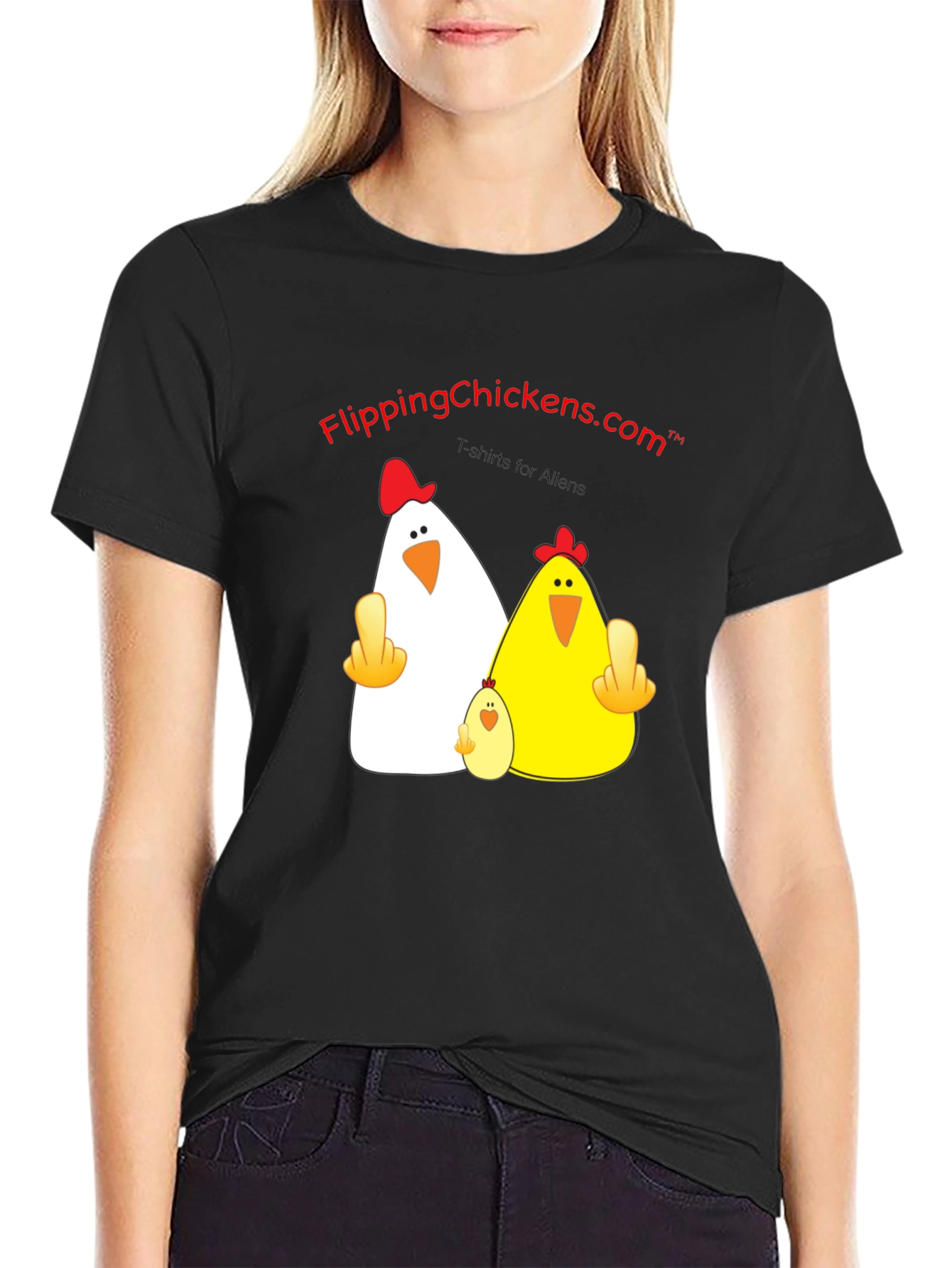 Flipping Chickens T-Shirt Funny Alien Design