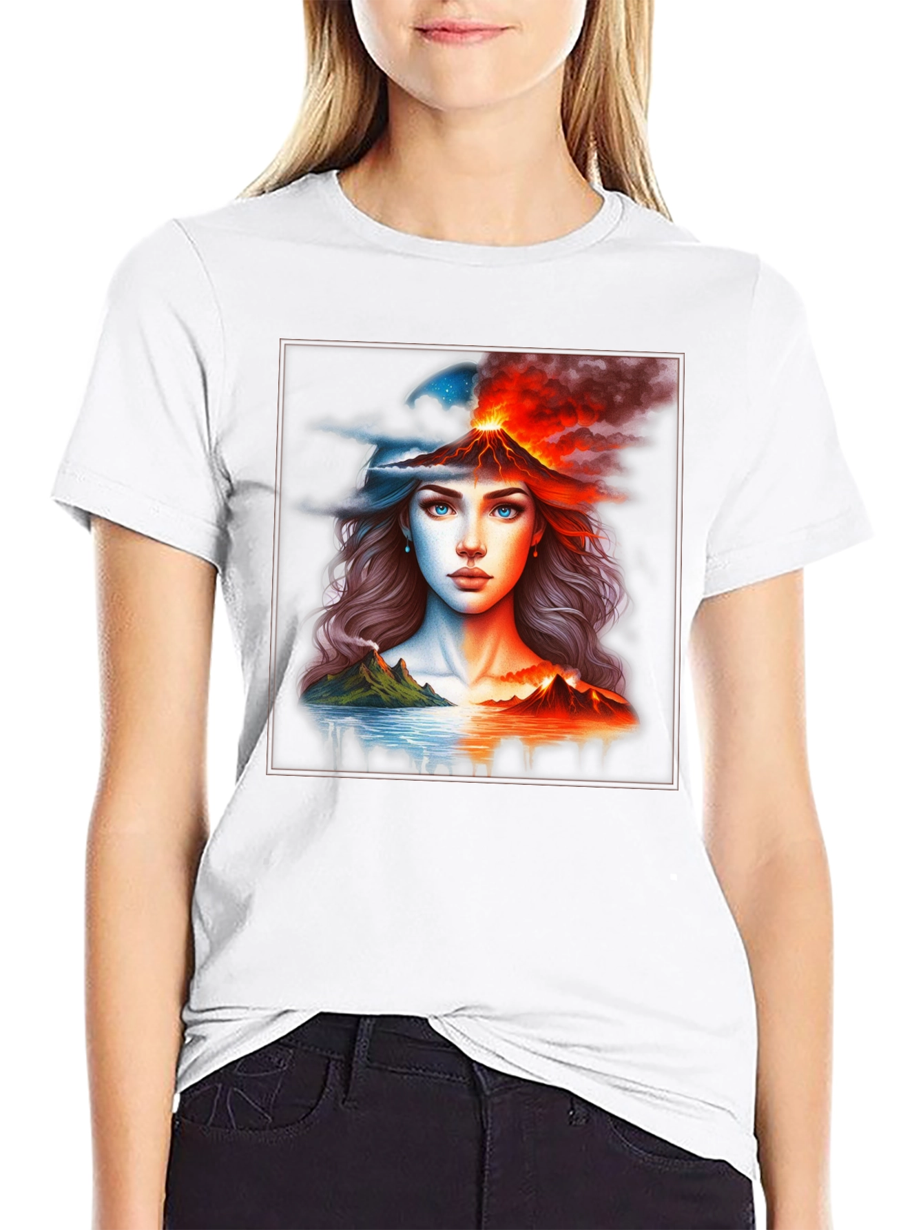 Volcano Woman Graphic T-Shirt - Black Tee