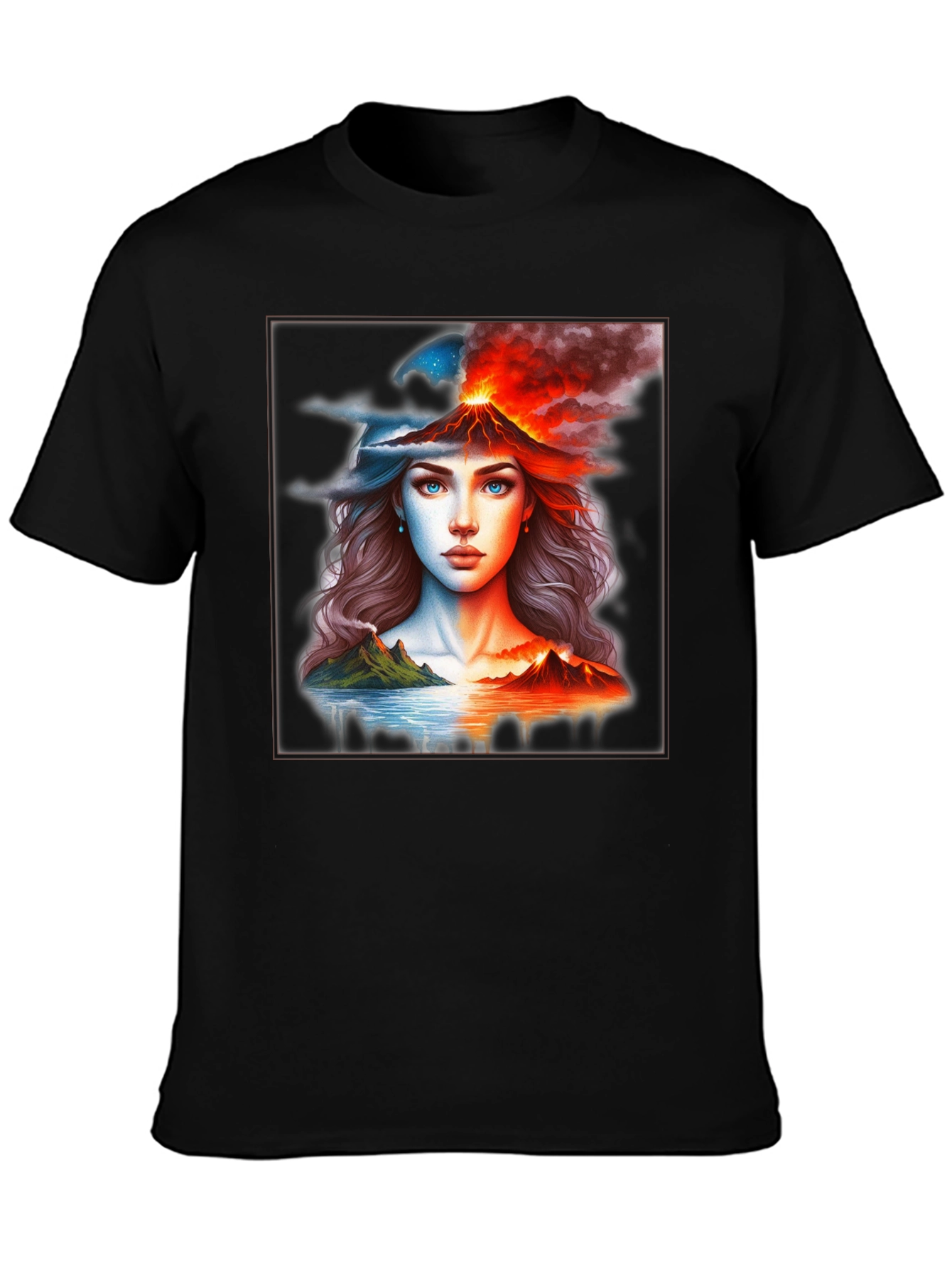 Volcano Woman Graphic T-Shirt - Black Tee