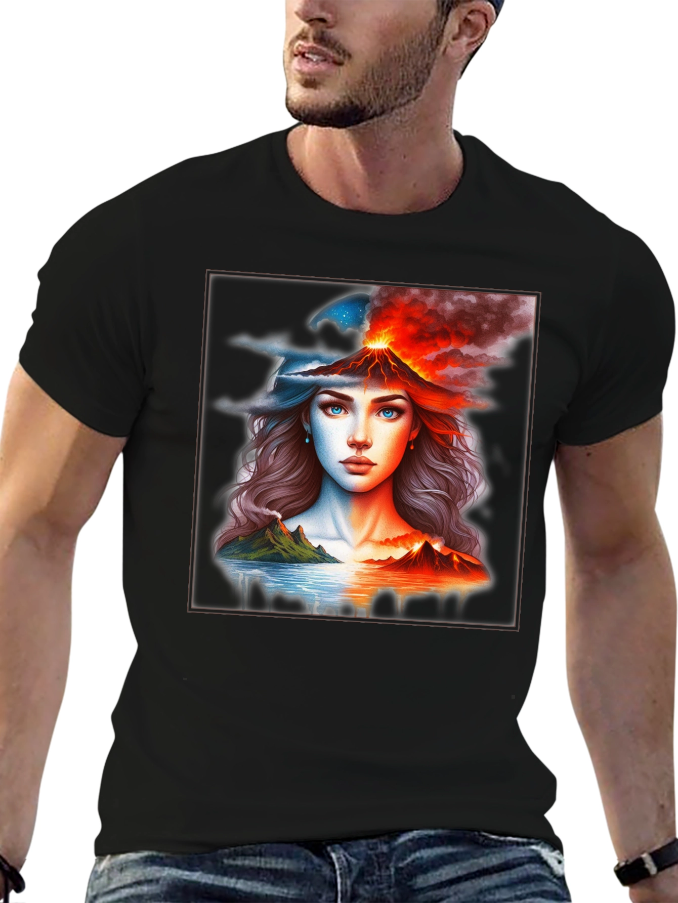 Volcano Woman Graphic T-Shirt - Black Tee