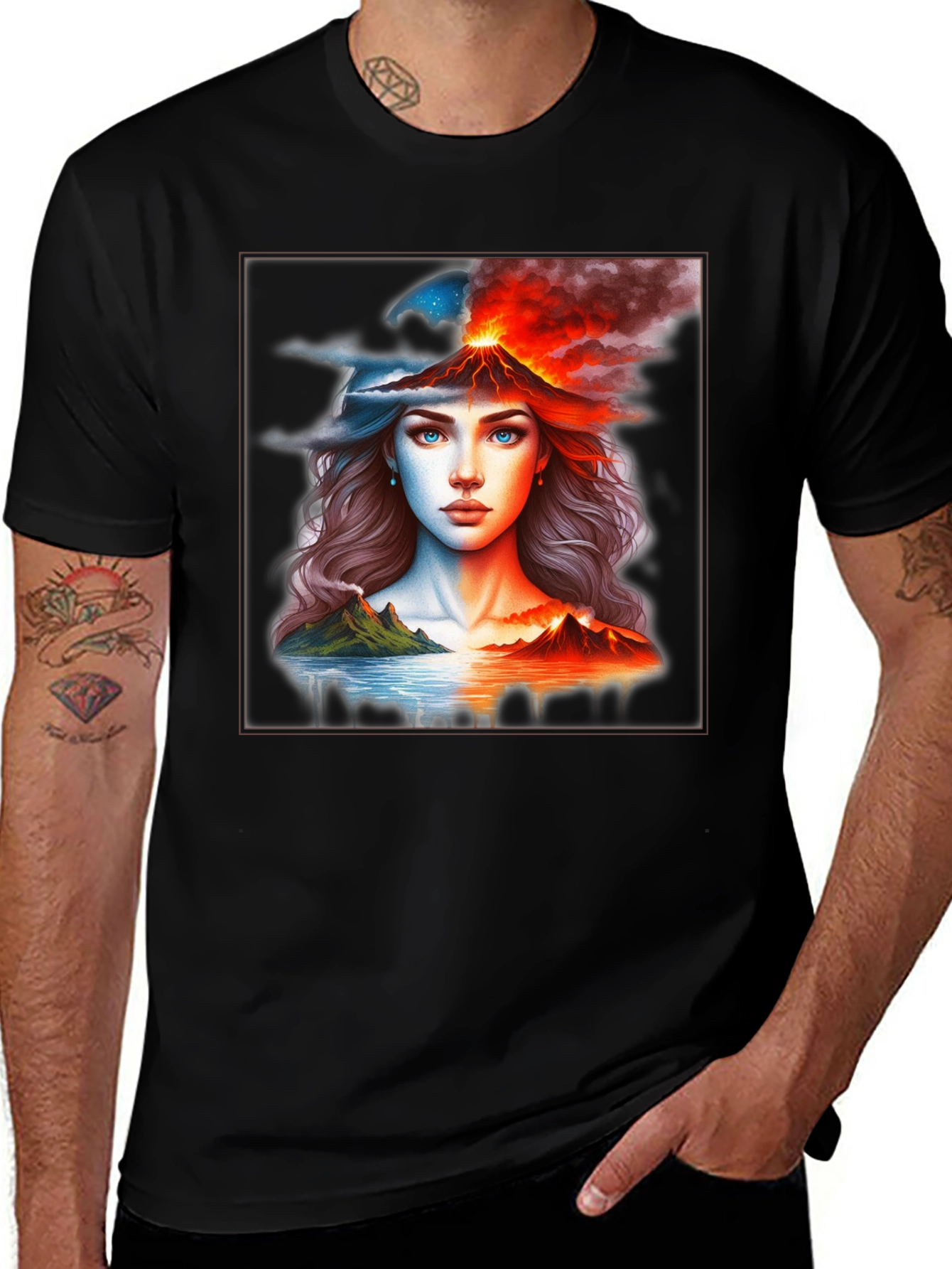 Volcano Woman Graphic T-Shirt - Black Tee