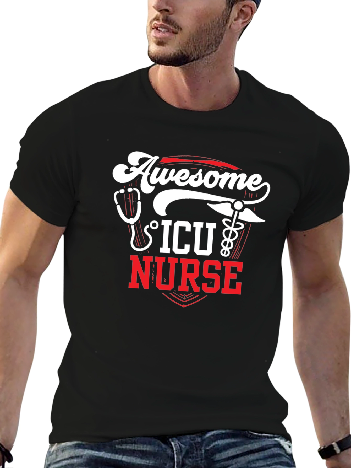 Awesome ICU Nurse Graphic T-Shirt