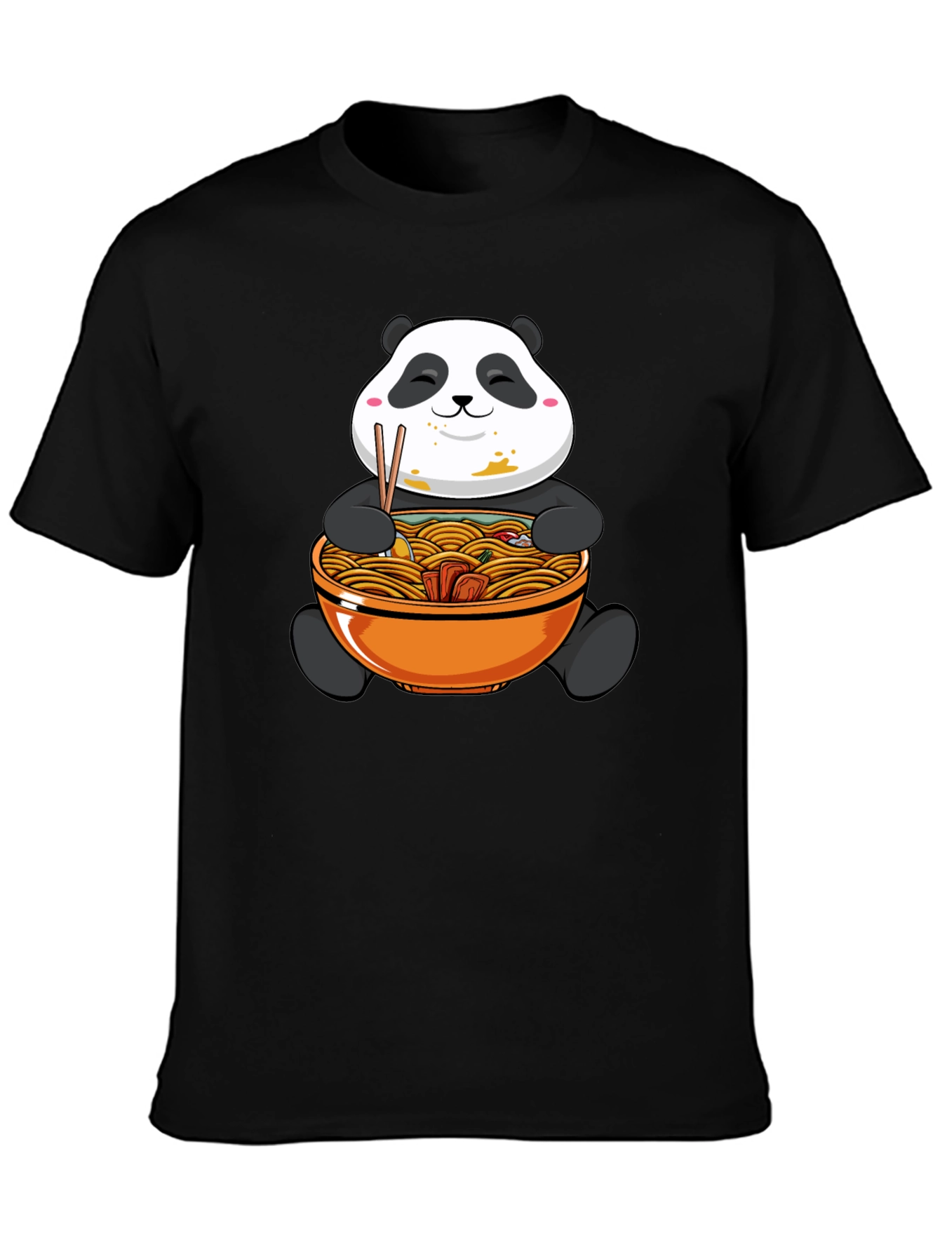 Panda Ramen Graphic Tee - Black Cotton Comfort