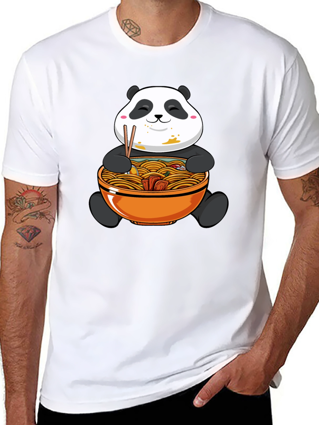 Panda Ramen Graphic Tee - Black Cotton Comfort