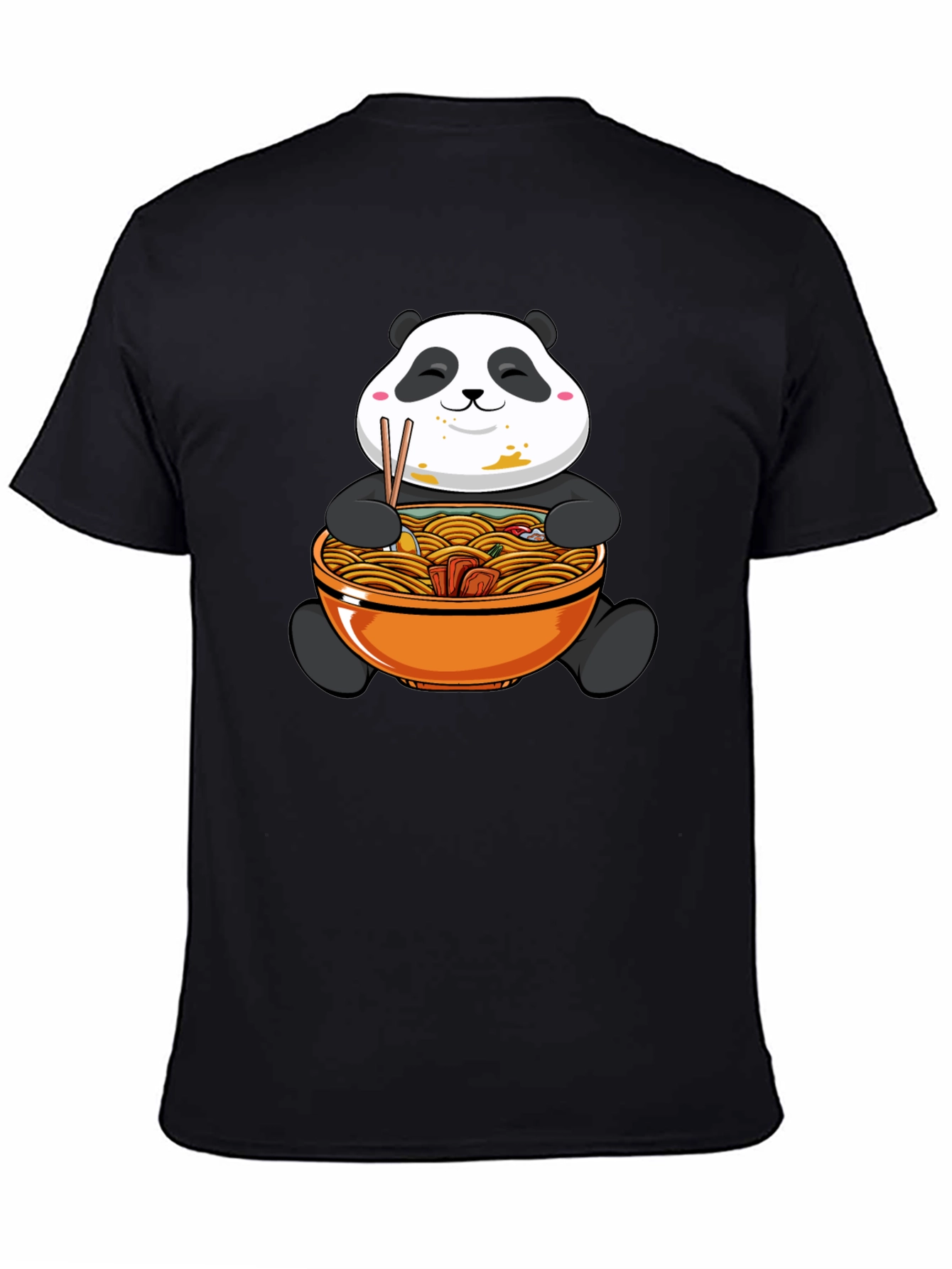 Panda Ramen Graphic Tee - Black Cotton Comfort