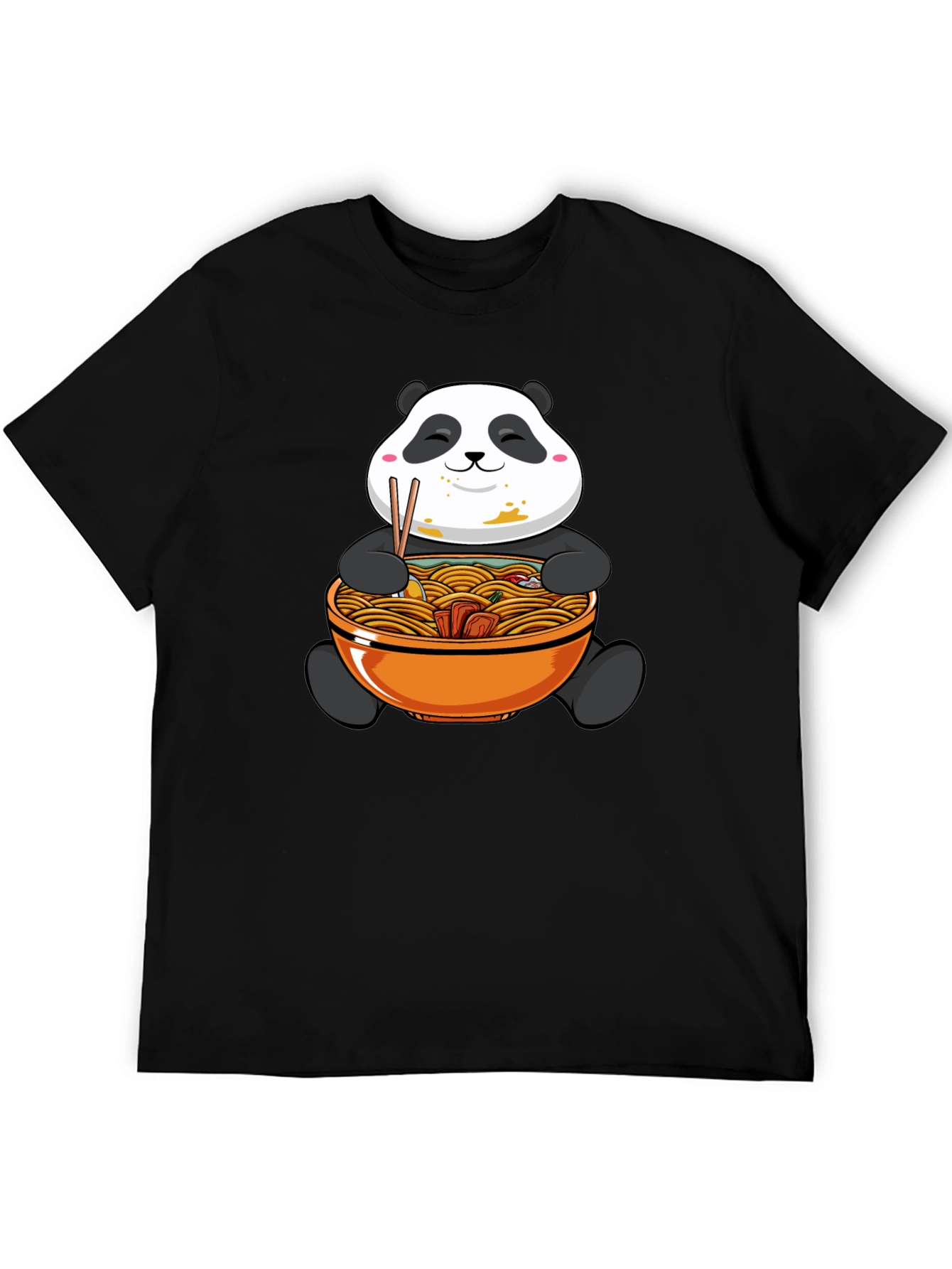 Panda Ramen Graphic Tee - Black Cotton Comfort