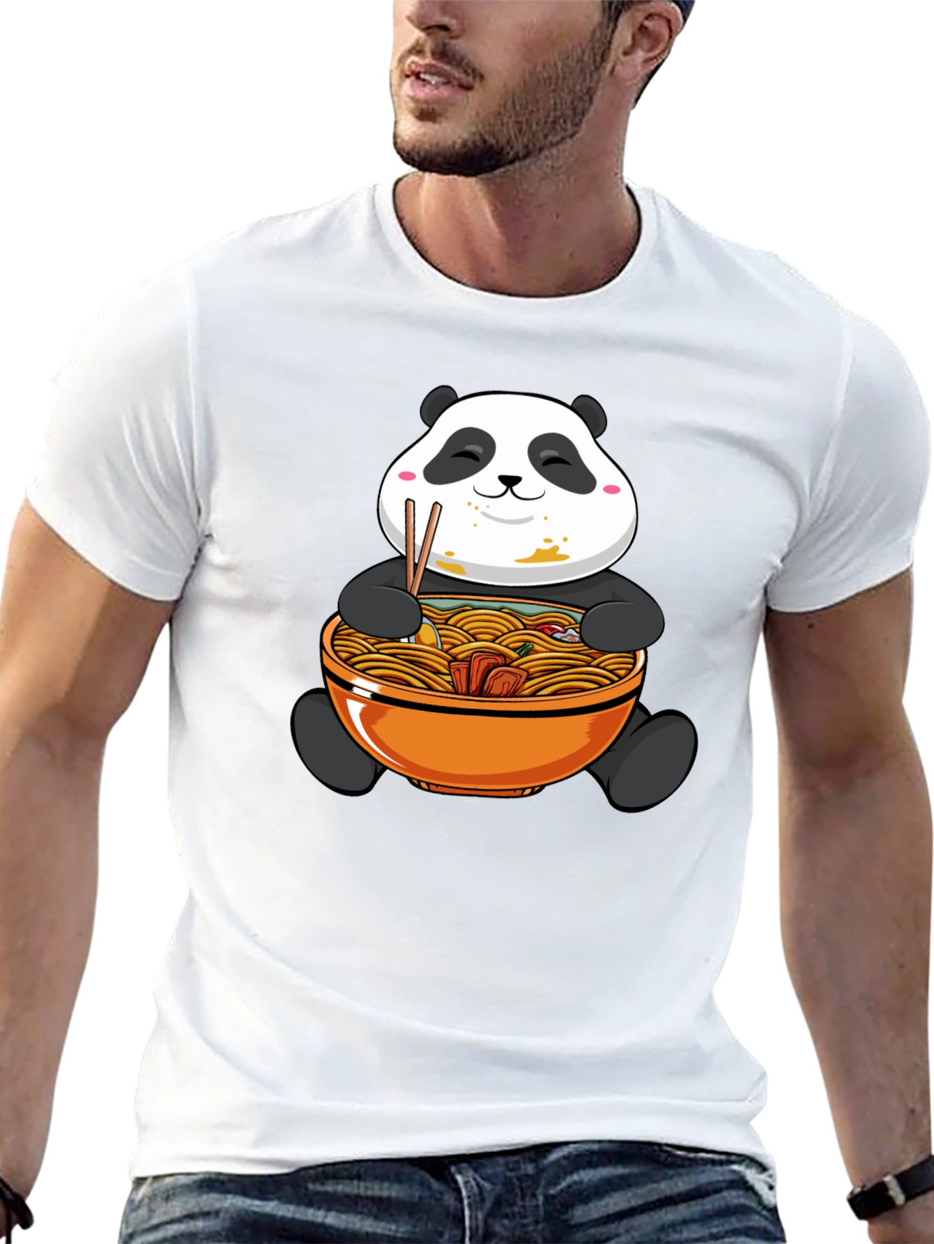 Panda Ramen Graphic Tee - Black Cotton Comfort