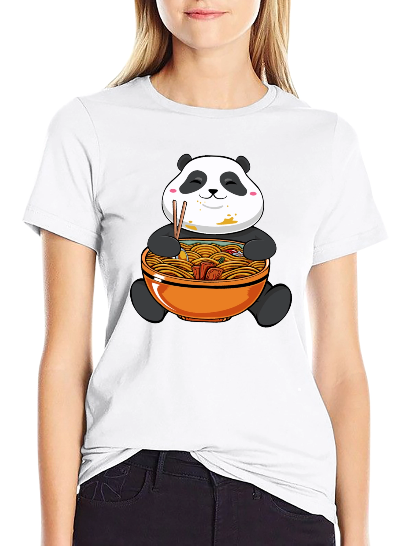 Panda Ramen Graphic Tee - Black Cotton Comfort