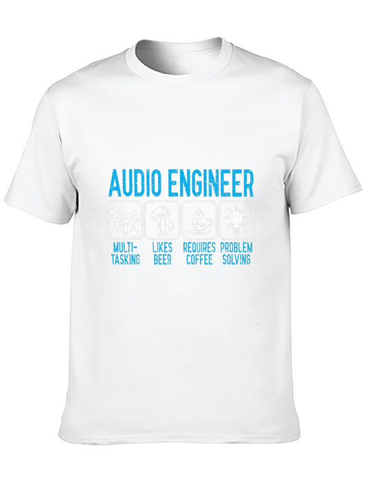 Audio Engineer Graphic T-Shirt - Multi-Tasking Beer Coffee Problem Solving