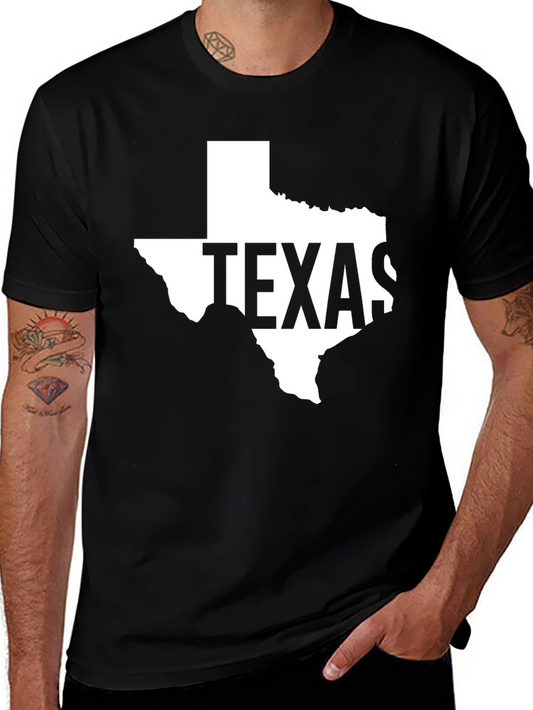 Texas State Outline Graphic Tee - Unisex Black Cotton Shirt