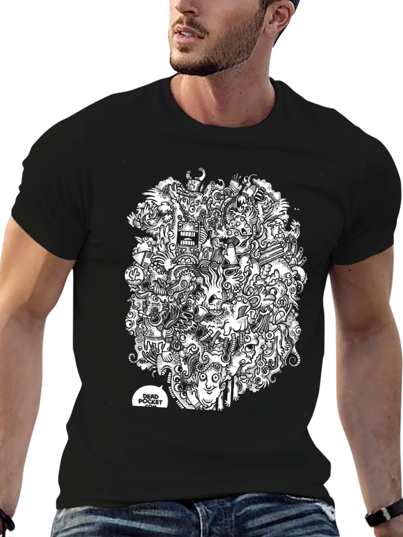 Abstract Doodle Art Black T-Shirt