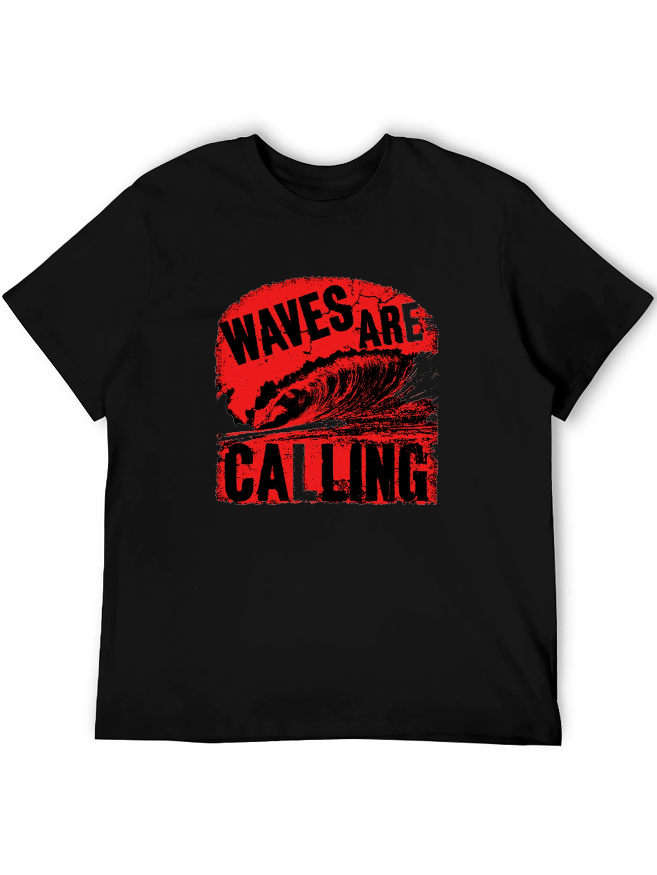 Waves Are Calling Black Graphic Tee Shirt