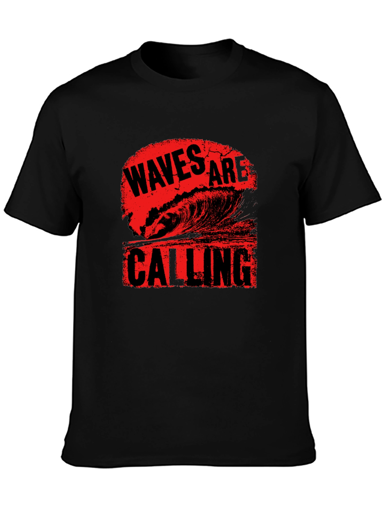 Waves Are Calling Black Graphic Tee Shirt