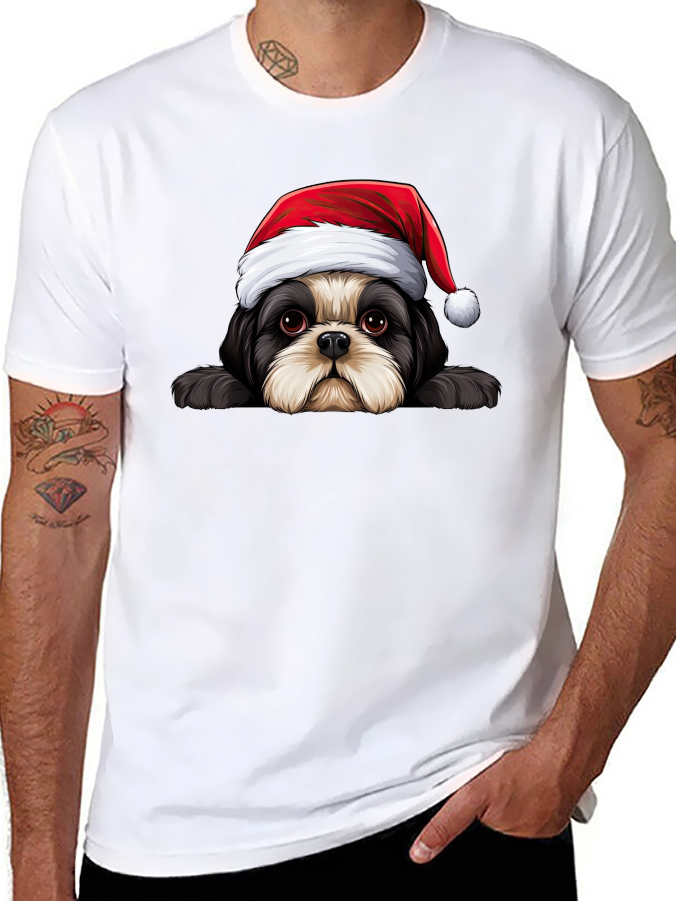 Festive Dog Graphic Tee - Holiday Cheer