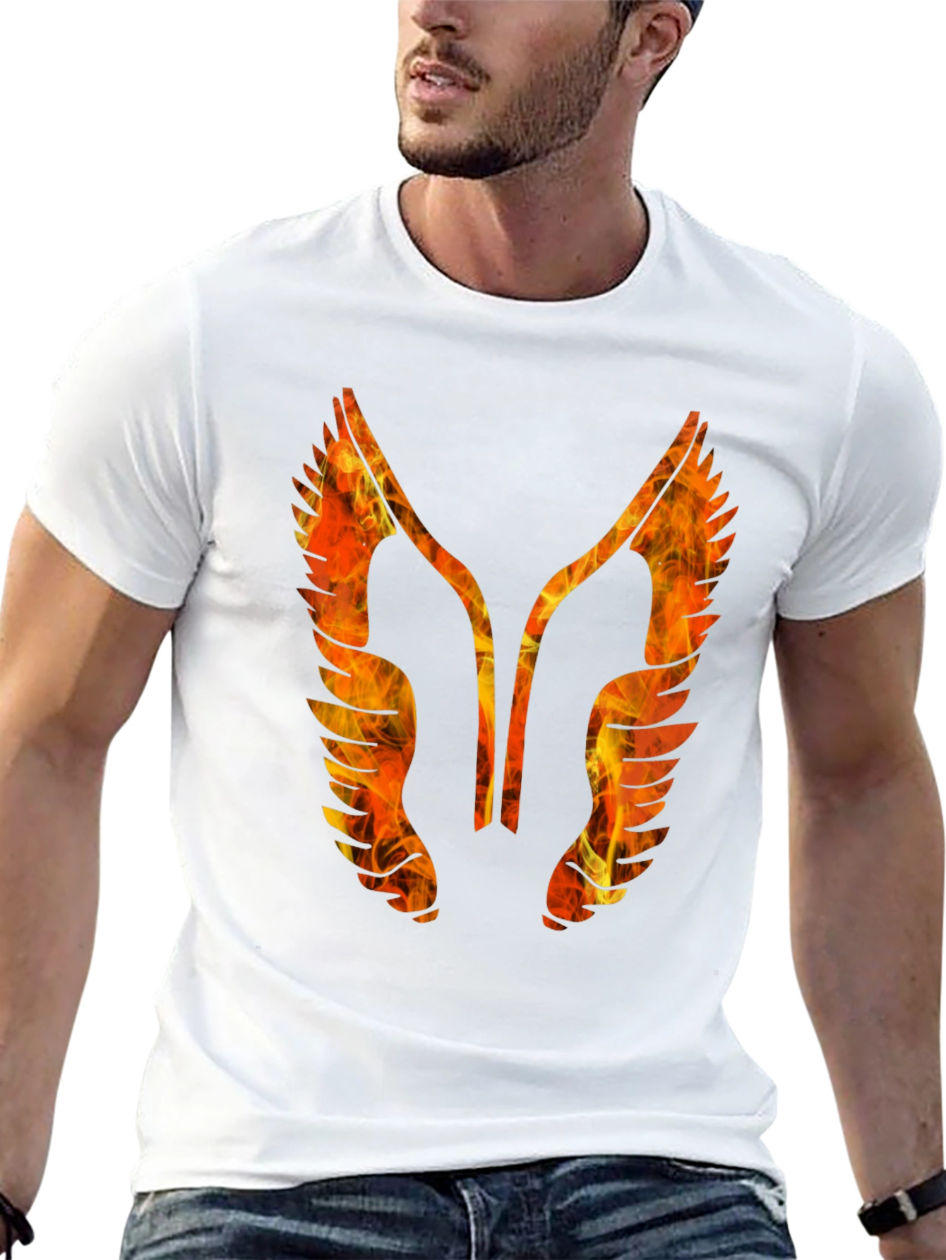 Fiery Winged Graphic Tee - Bold Black T-Shirt