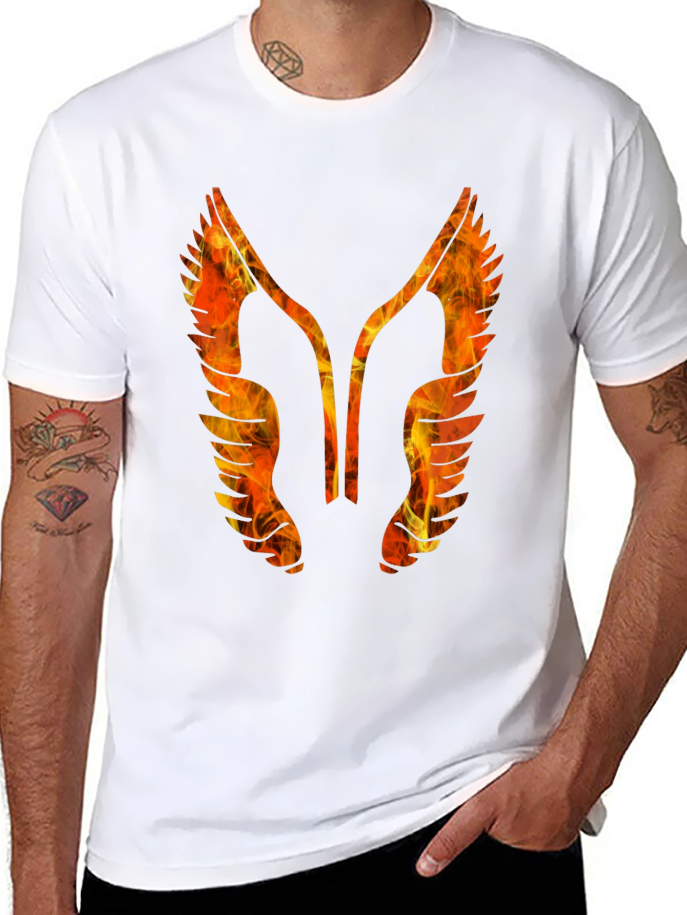Fiery Winged Graphic Tee - Bold Black T-Shirt