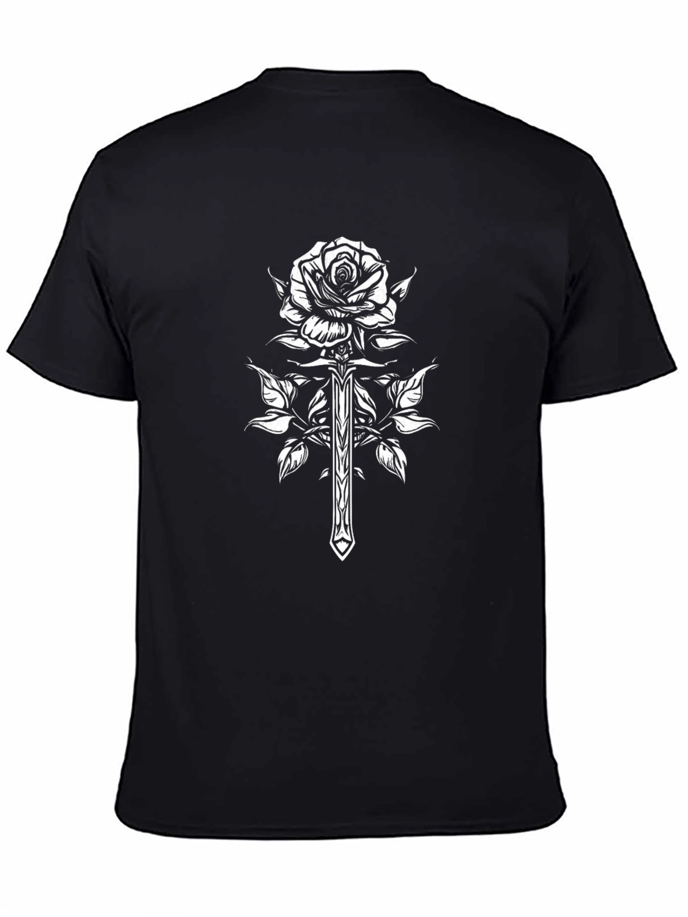 Rose & Sword Graphic Tee - Gothic Style