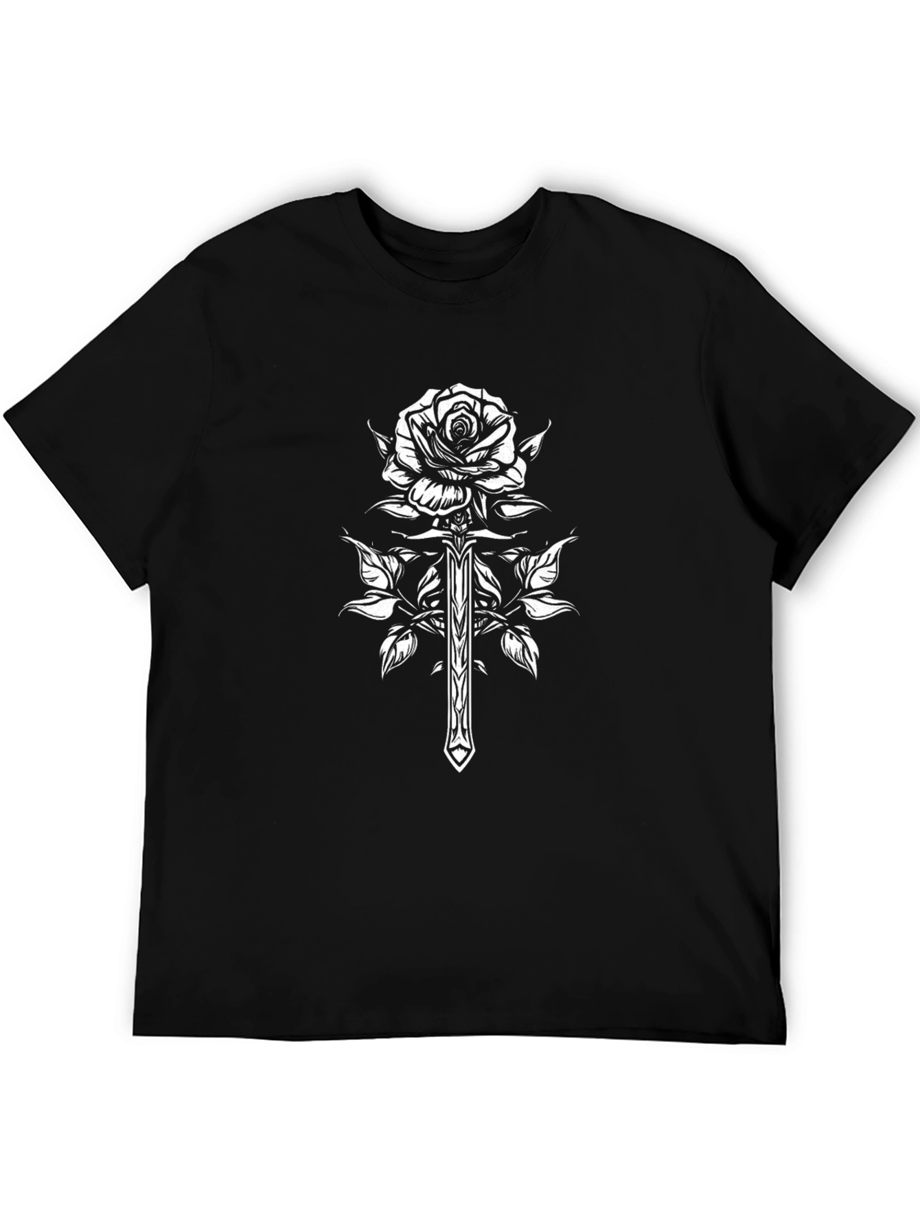 Rose & Sword Graphic Tee - Gothic Style