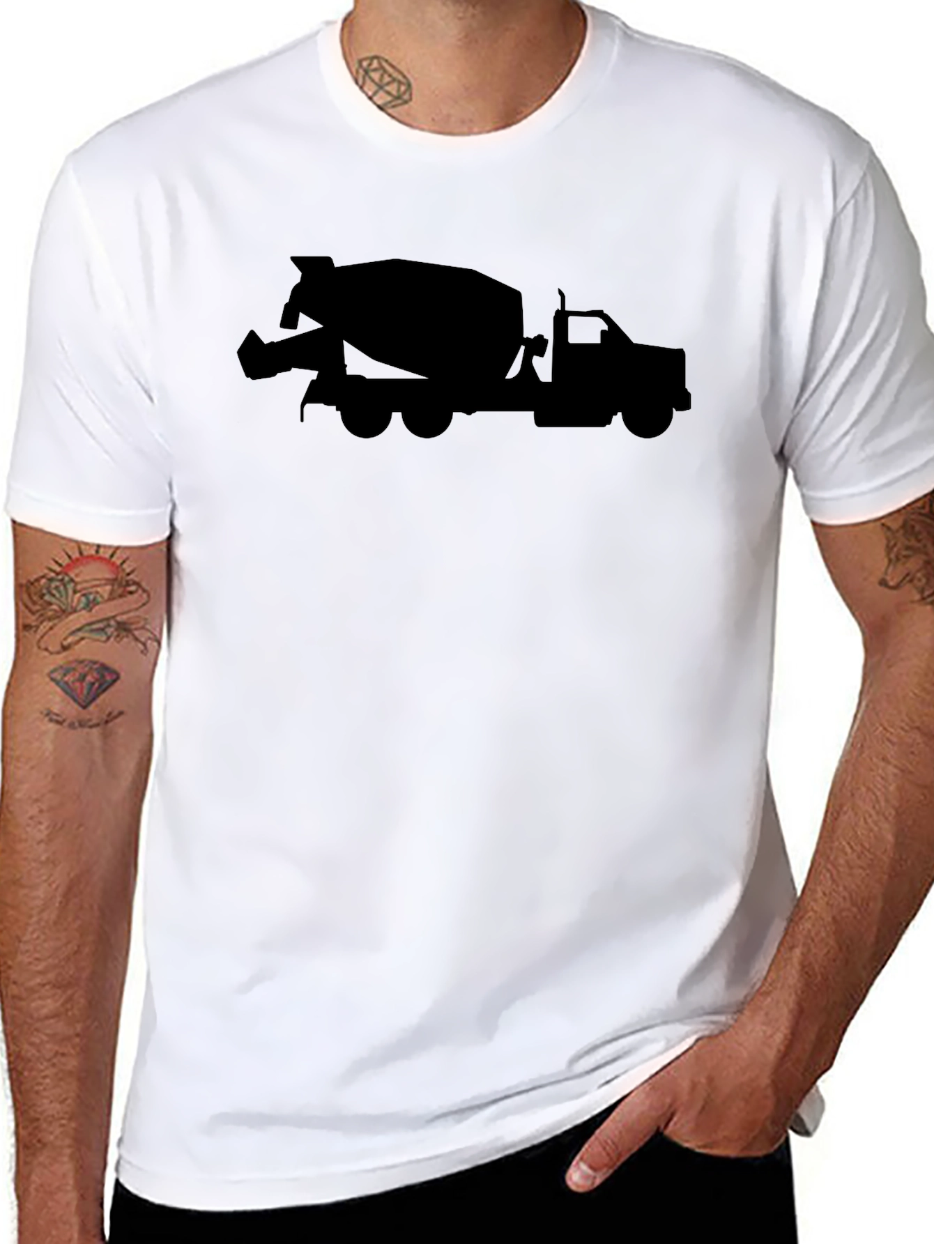 Cement Mixer Truck Graphic Tee - Black Cotton
