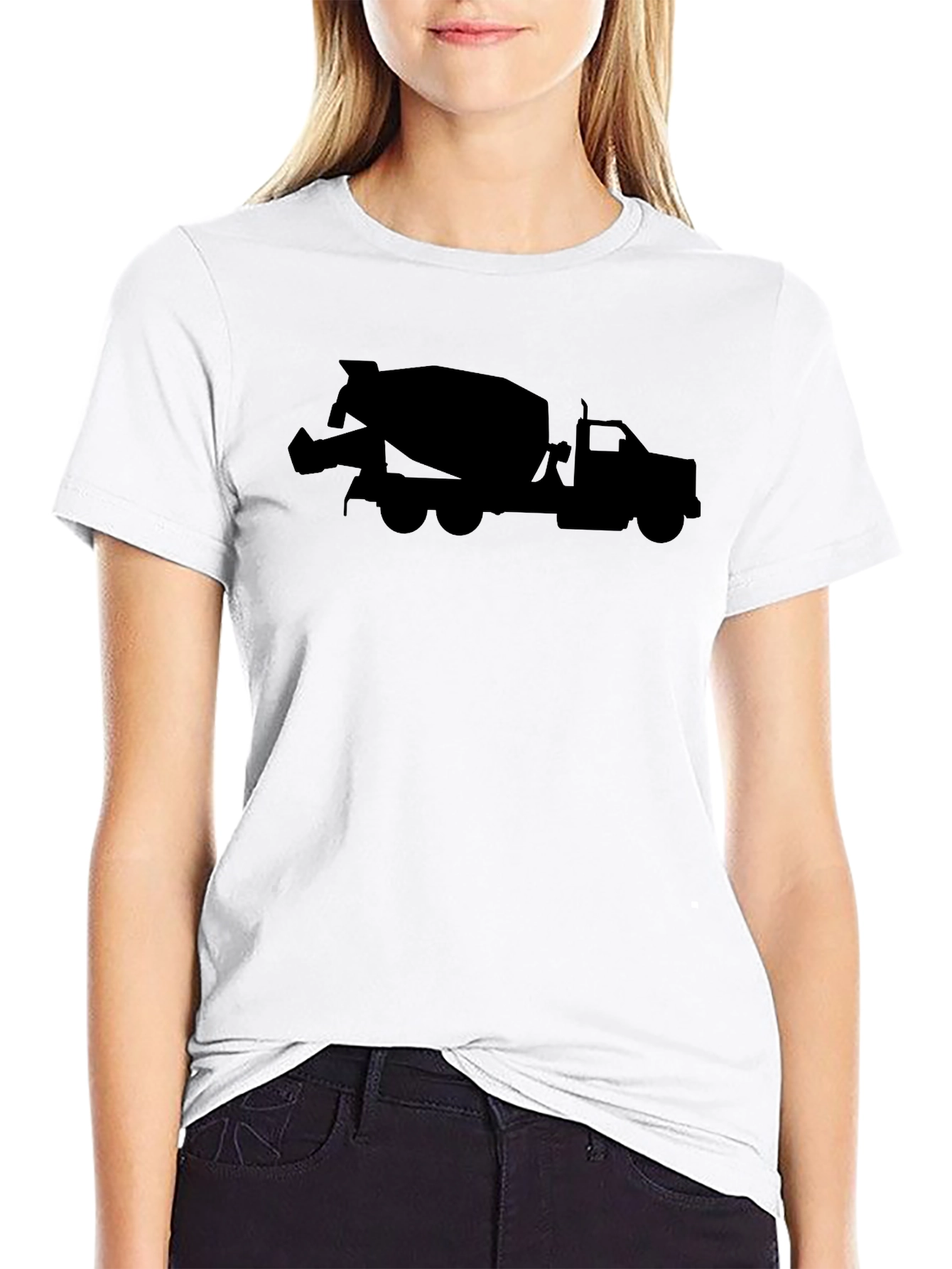 Cement Mixer Truck Graphic Tee - Black Cotton