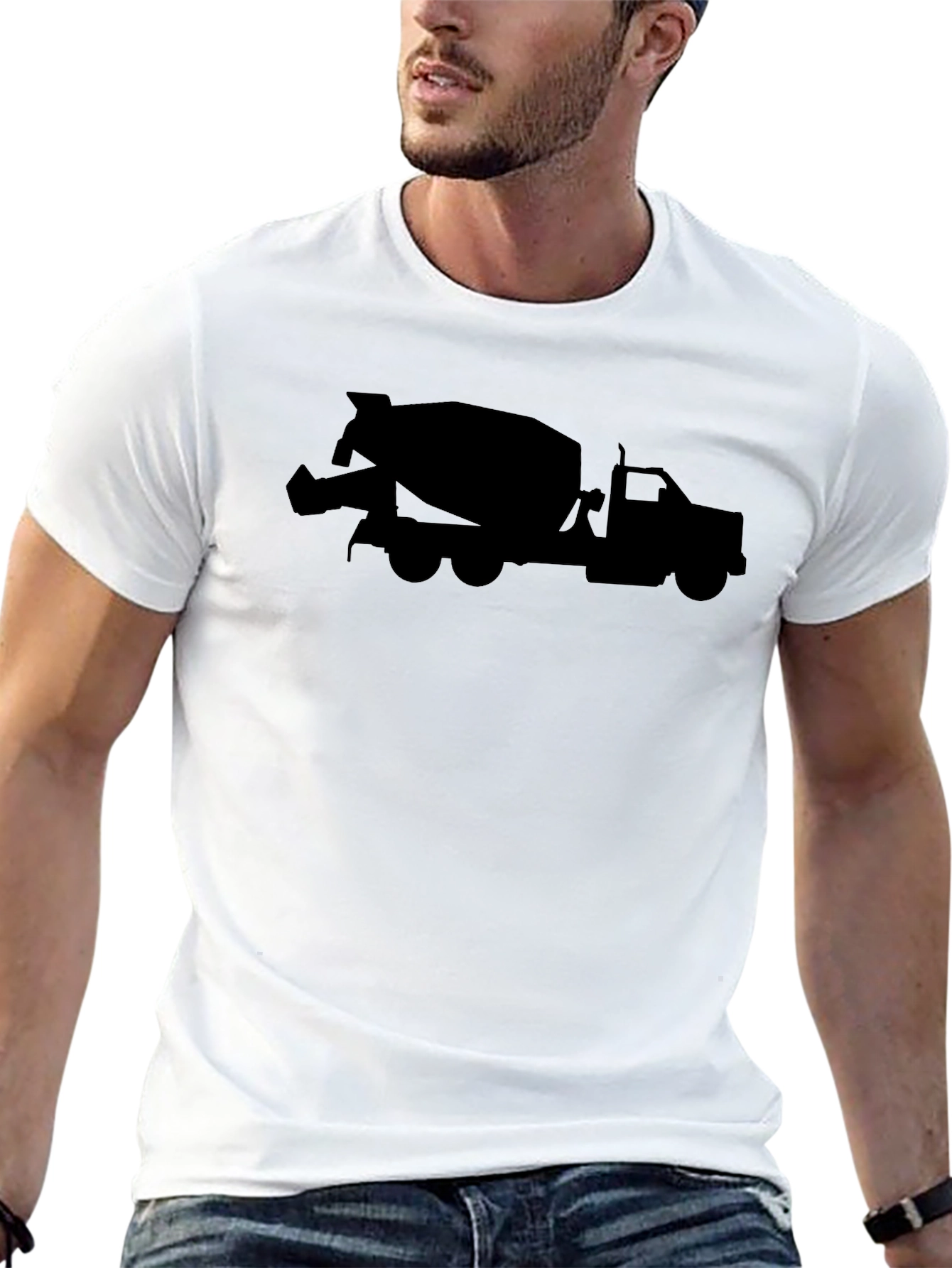 Cement Mixer Truck Graphic Tee - Black Cotton