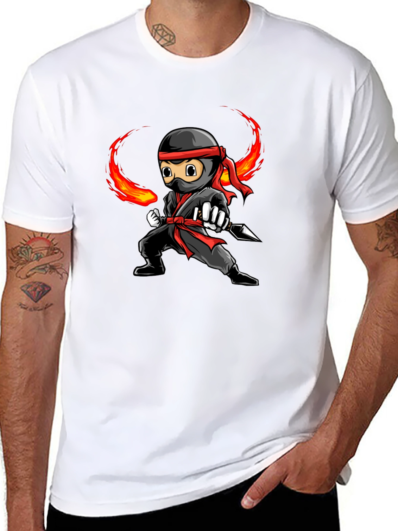 Ninja Graphic Tee - Black Cotton T-Shirt