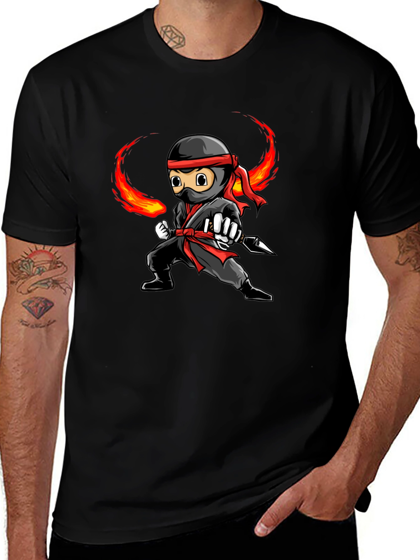 Ninja Graphic Tee - Black Cotton T-Shirt